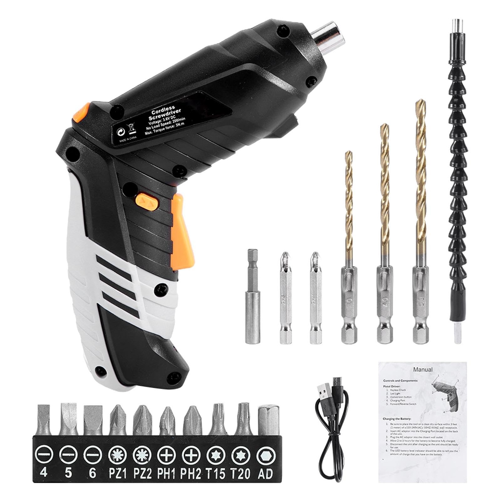 Cordless Screwdriver Set, 3.6V 1300mAh Mini Power Screwdriver, USB Rechargeab…
