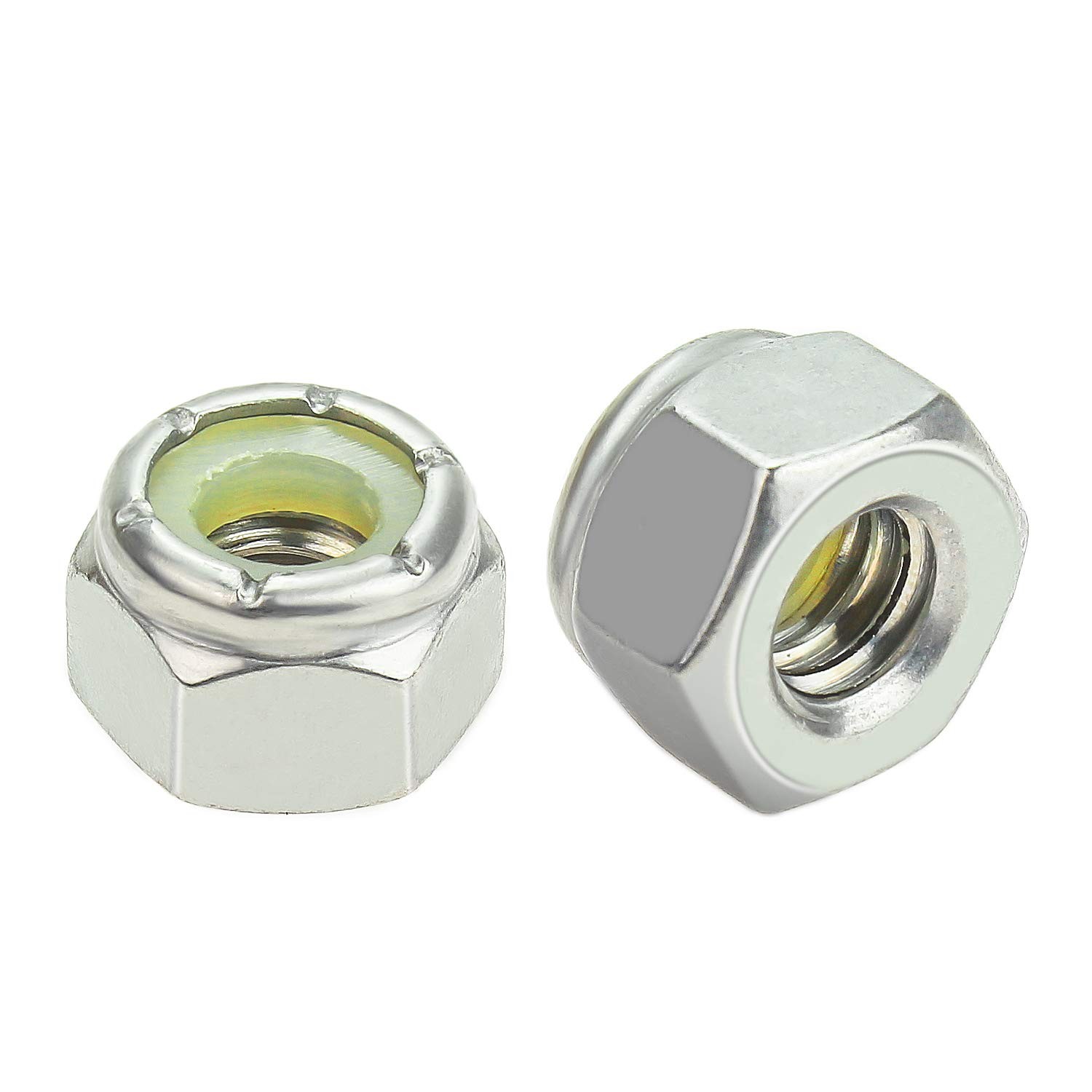 Powlankou 60 Pieces 1/4″-20 Nylon Insert Hex Lock 1/4-20 (60 pcs), Silver