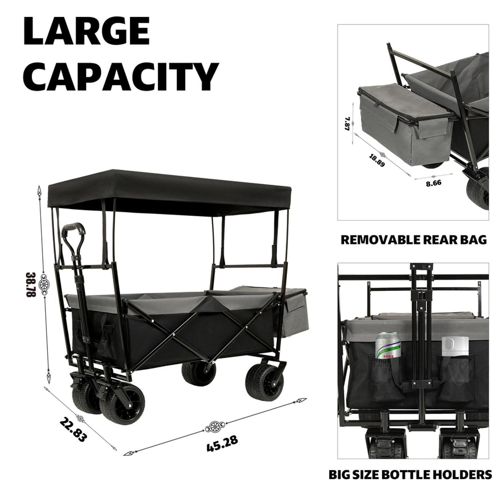 Wagon with Canopy & Net, 480Lbs Capacity, All-Terrain