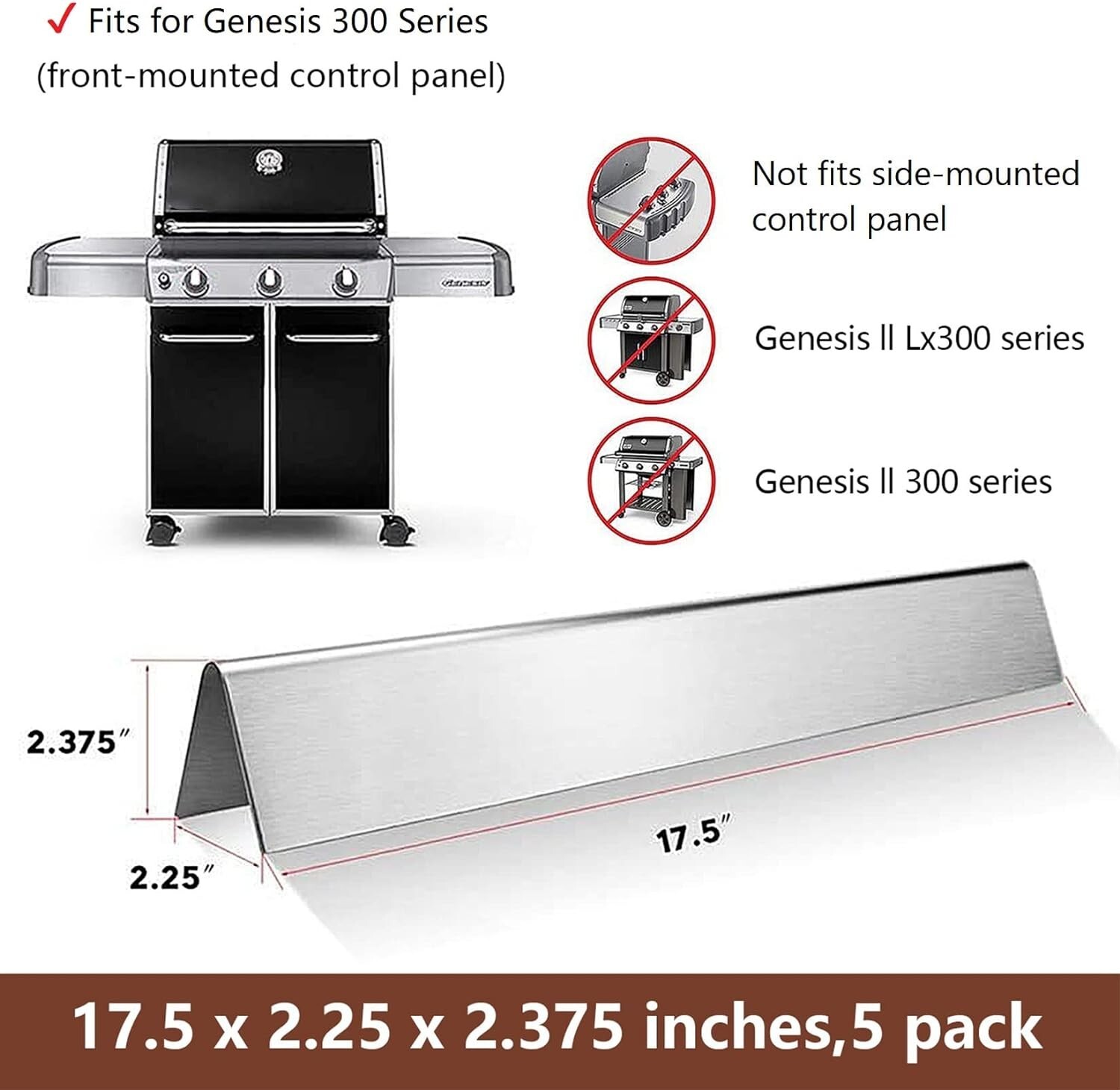 7621 7620 Flavorizer Bars Heat Plates 17.5 inch for Weber Genesis 300 Gas Grill