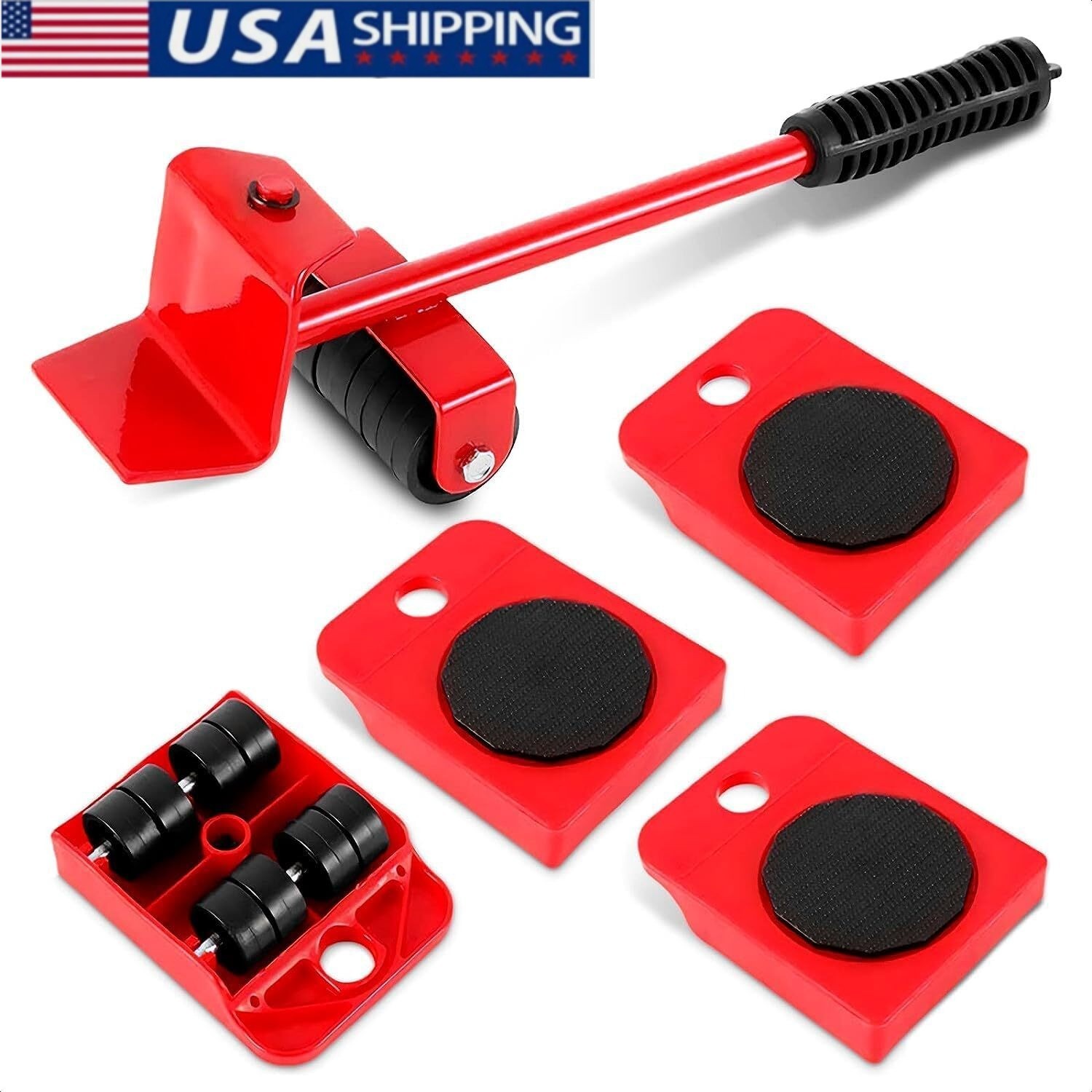 5Pcs Heavy Furniture Lifter Lifting Easy Moving Slider Mover Tool Set Removal US