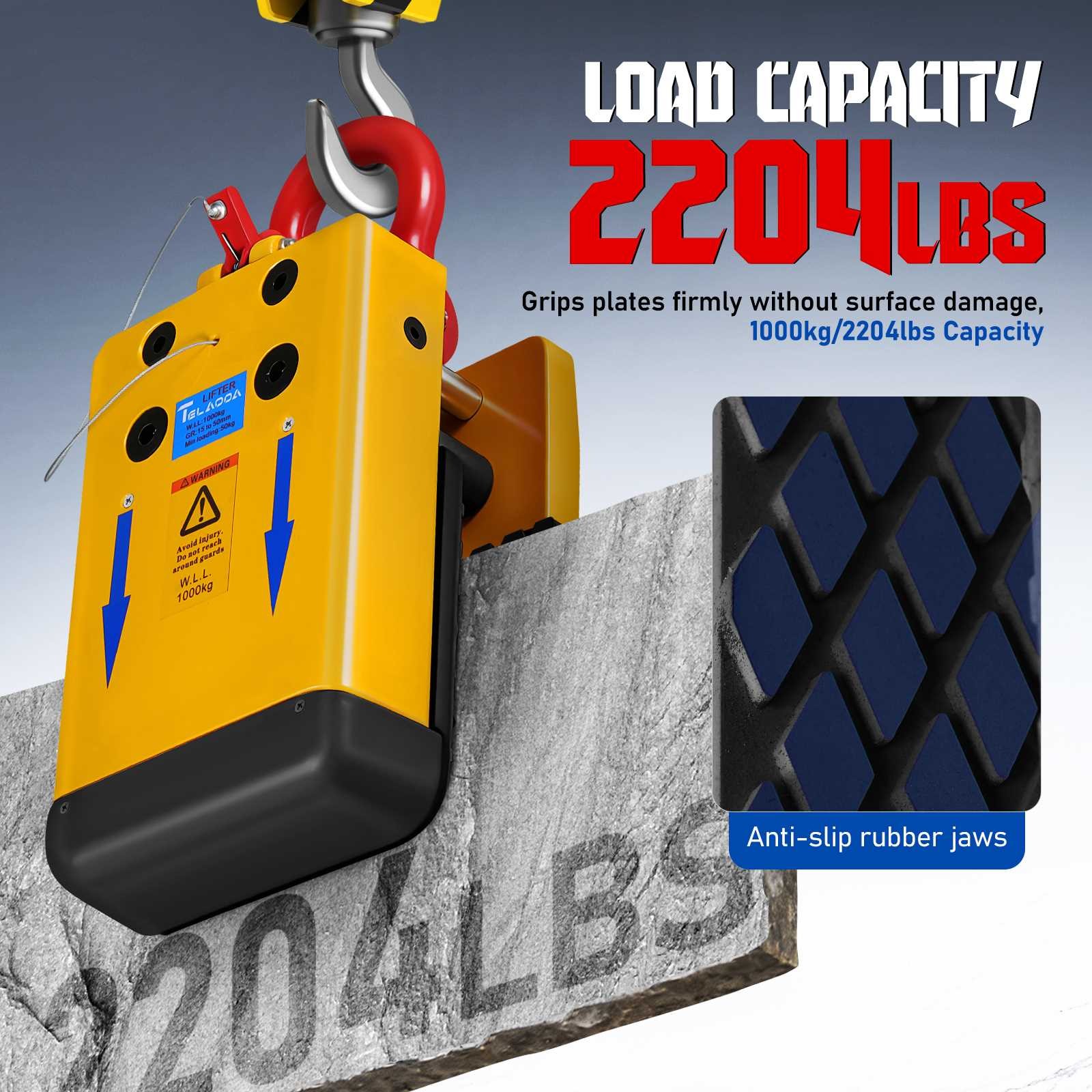 1000kg 10MM-50MM Stone Lifter Stone Slab Lifting C Clamp with Soft Rubber Jaws