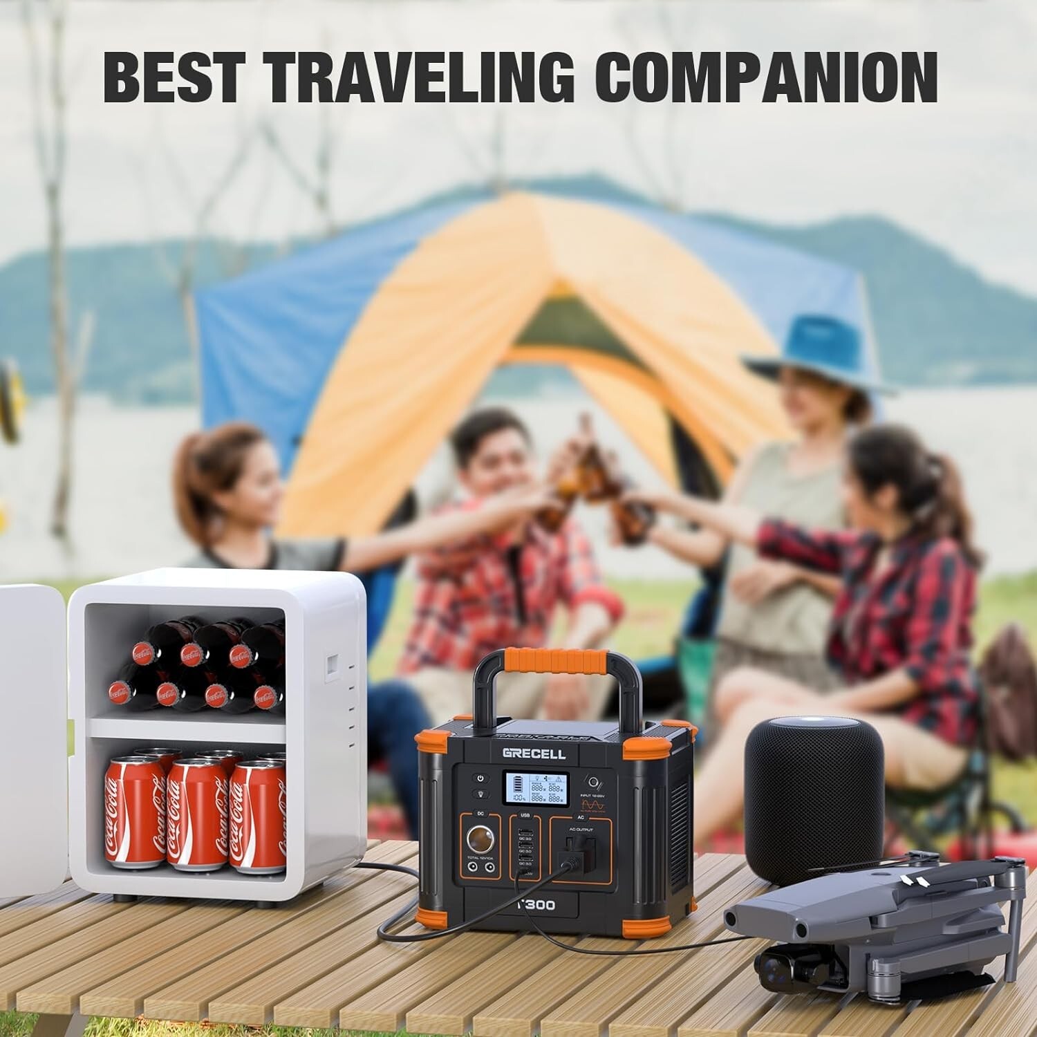Grecell 300W Portable Power Station 288Wh Solar Generator Backup Battery(used)