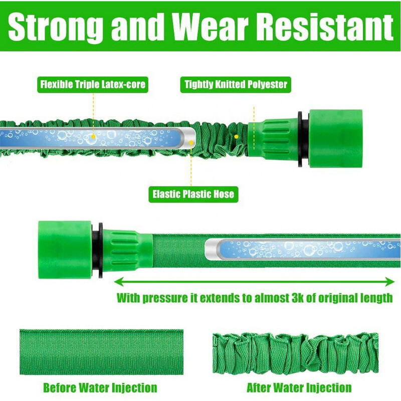 Expanding Expandable Flexible Garden Water Hose w Spray Nozzle 25, 50, 75, 100FT