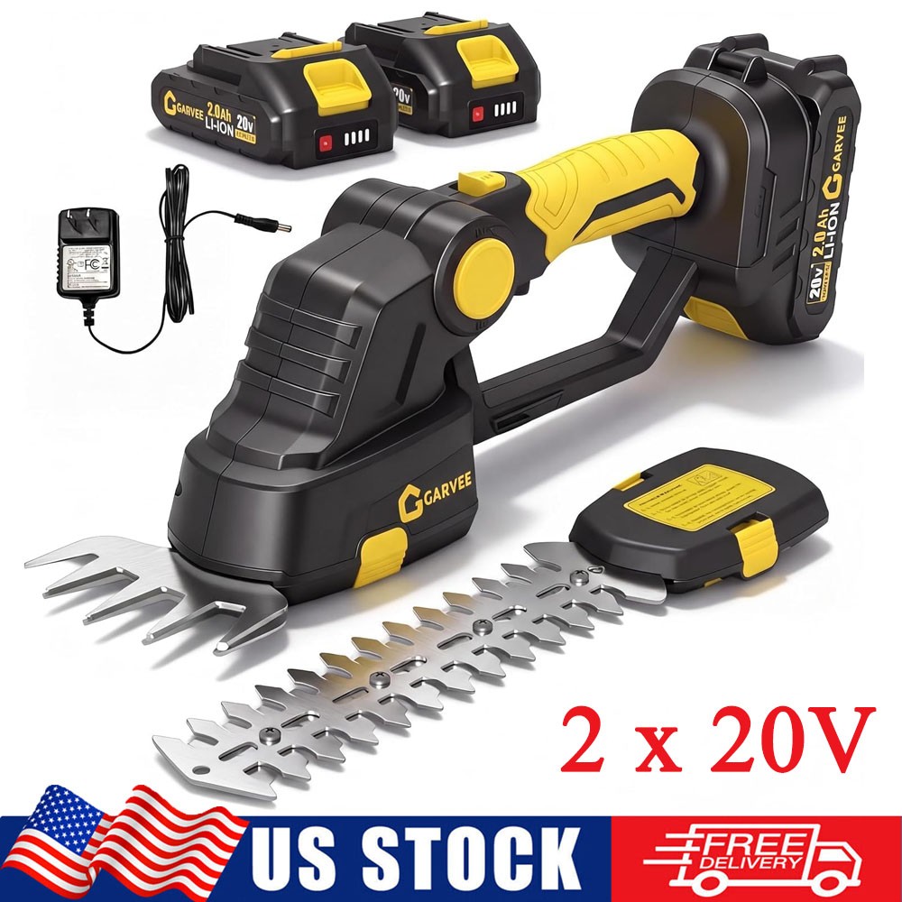 Cordless Hedge Trimmer 20V Battery 2-in-1 Electric Grass Shear and Shrub Trimmer