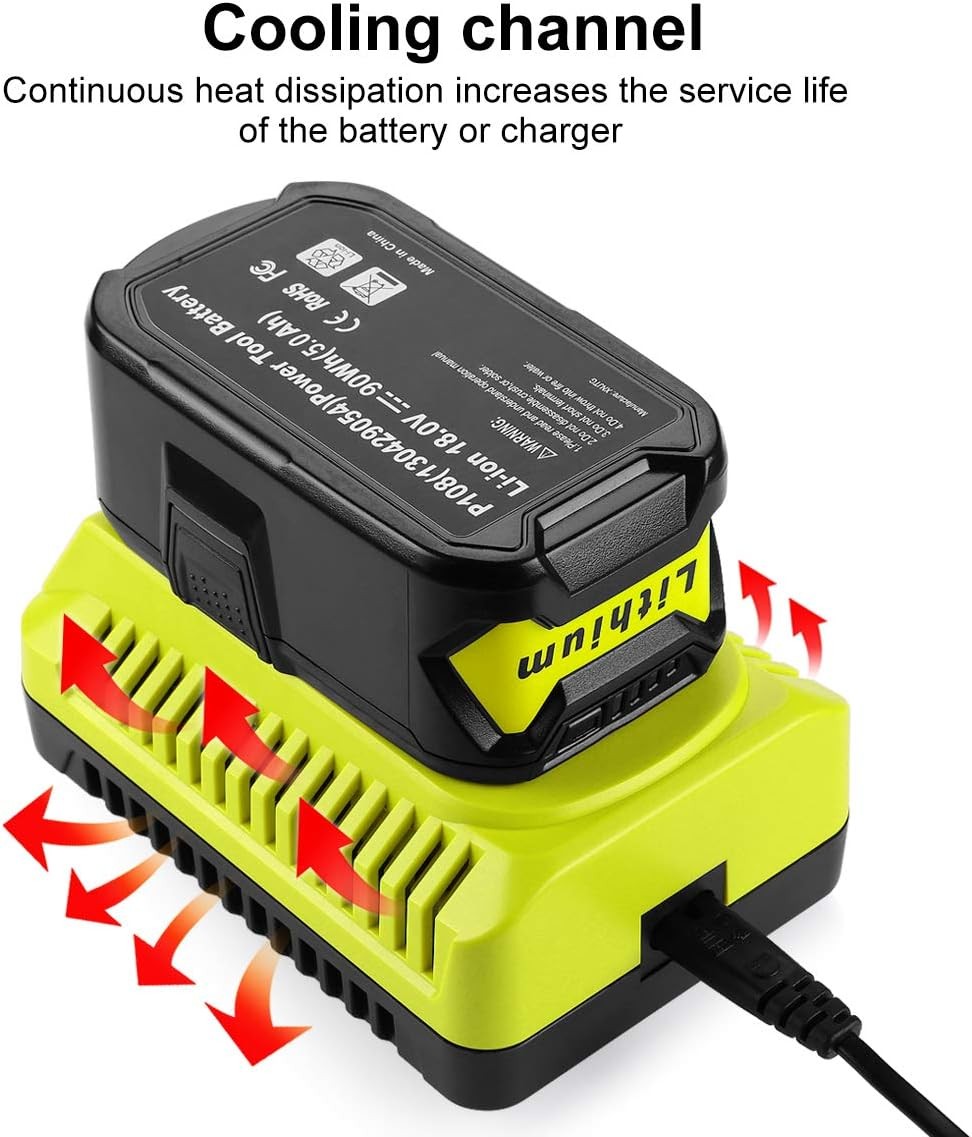 P117 Charger For Ryobi P108 P107 P106 18V High Capacity 18Volt Lithium Battery