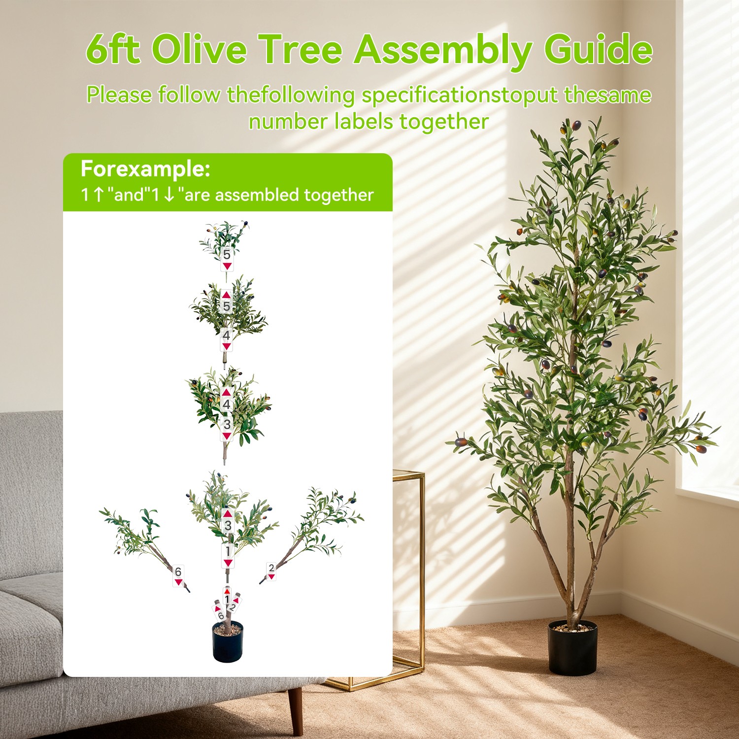 NOVAROOT 6FT Tall Olive Trees Artificial Indoor Faux Natural Wood Trunk Lifeli