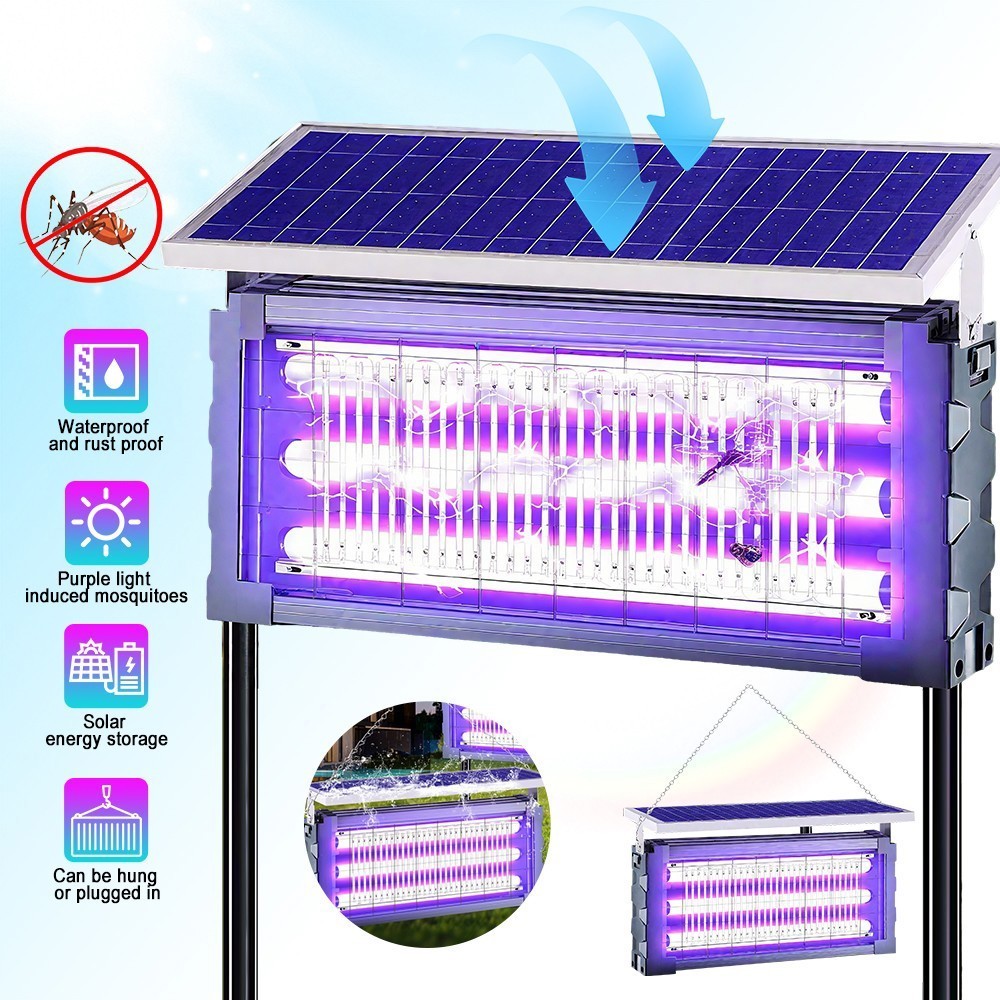 2PCS Solar Bug Zapper Outdoor 4500V Mosquito Fly Trap Insect Killer for Backyard