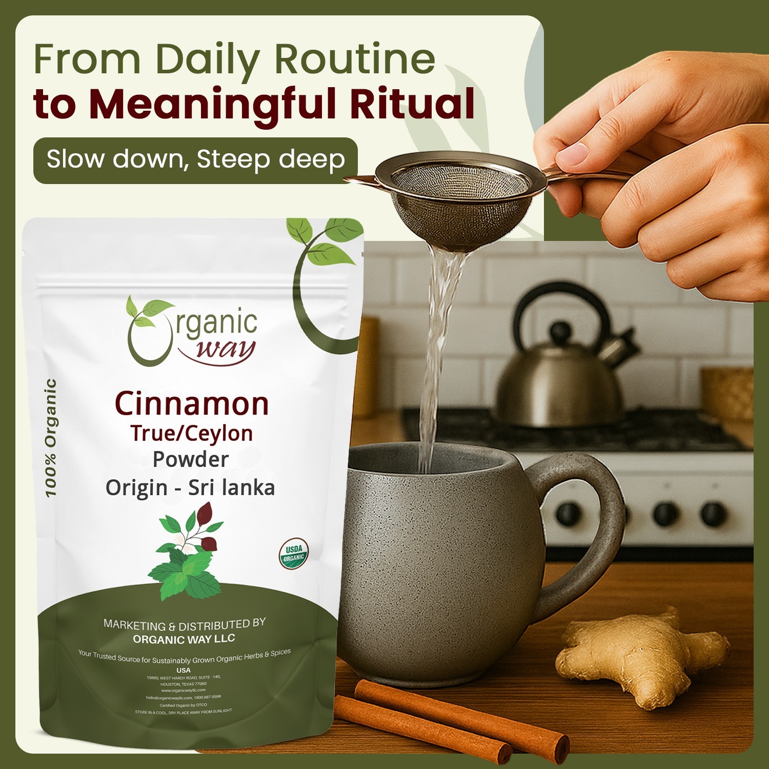 Organic Way True Ceylon Cinnamon Powder – Organic, Kosher & USDA Certified
