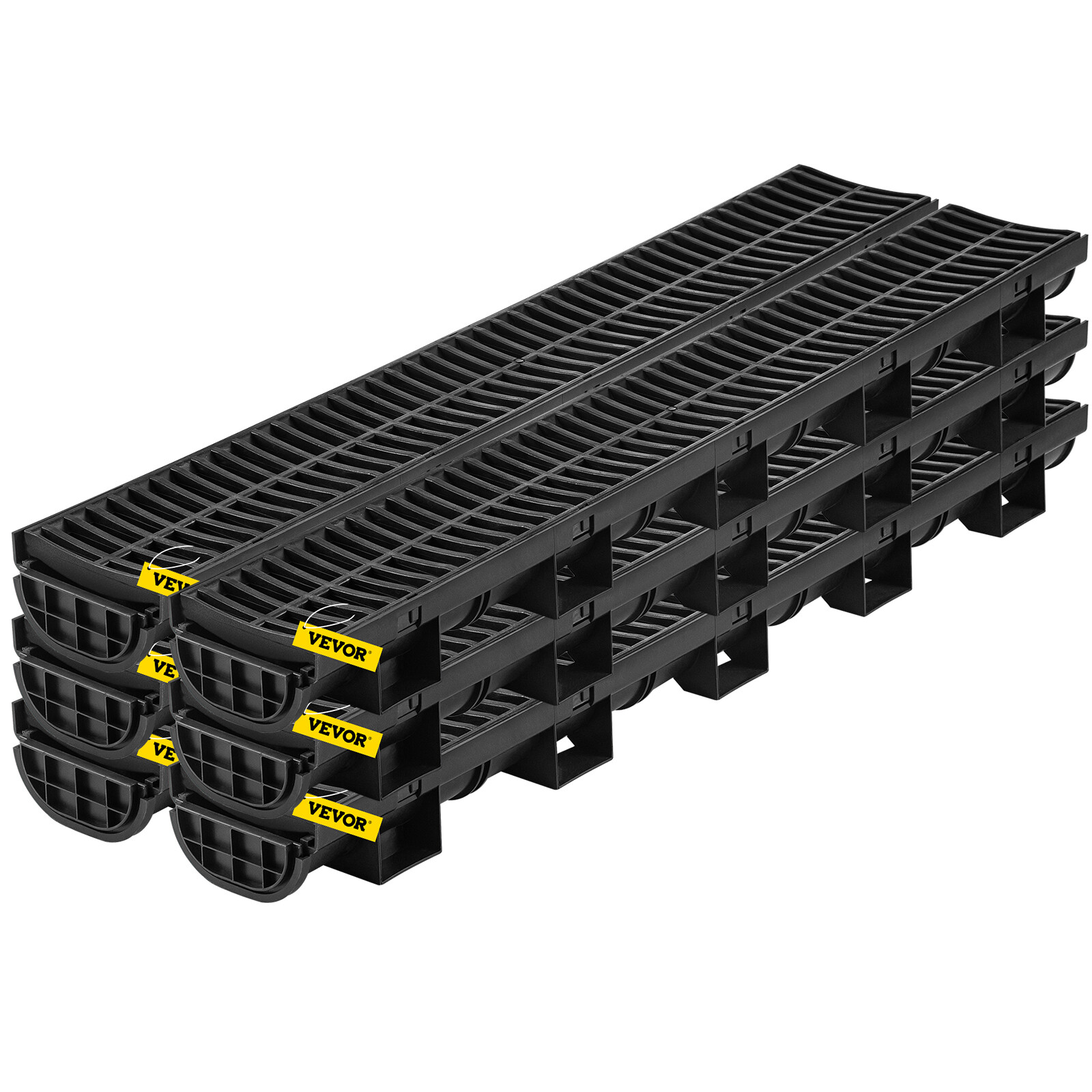 VEVOR Drainage Trench Driveway Channel Drain Kit Plastic Grate-5.8″x3.1″-6 Pack