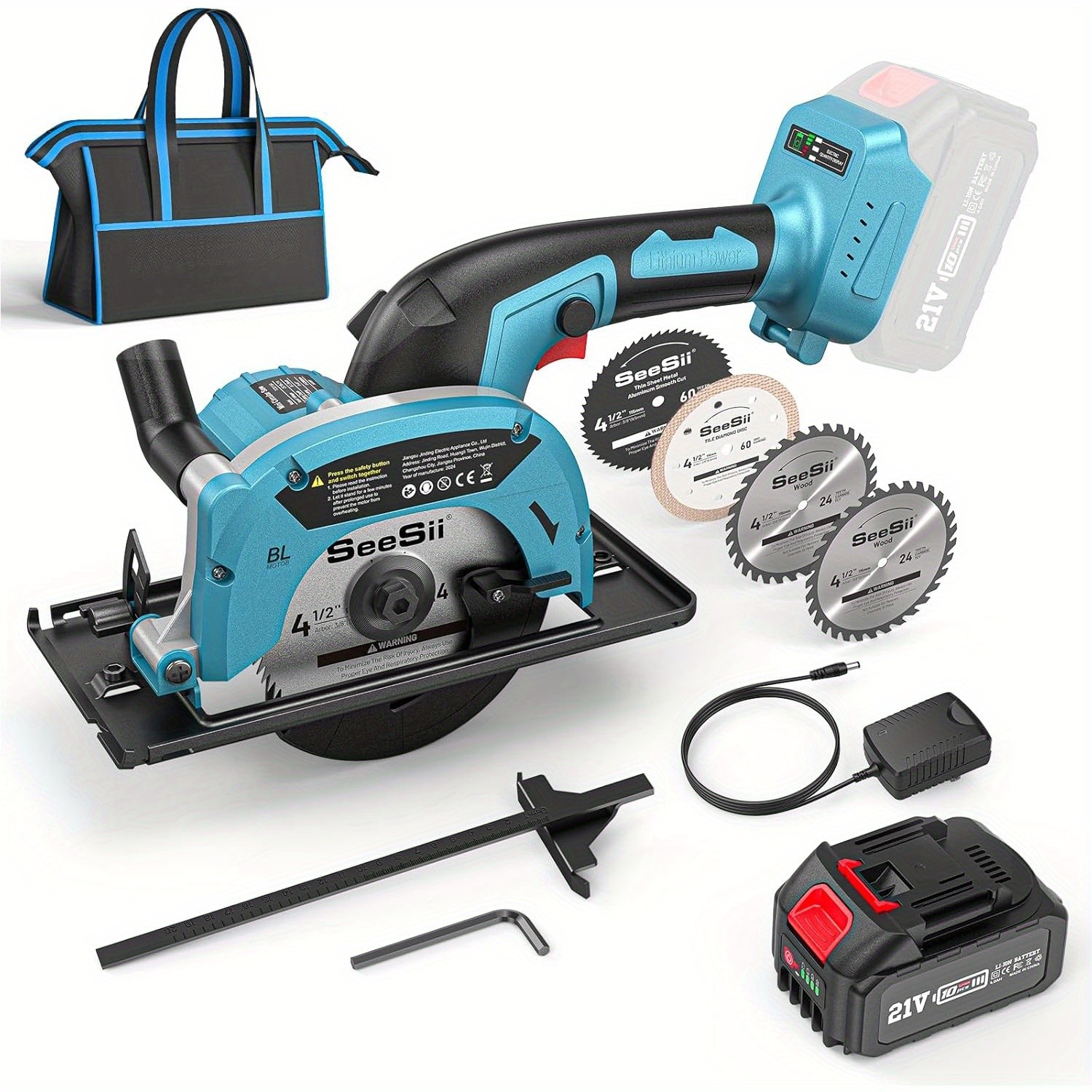 SeeSii Mini Saw 21V 4.0ah Battery 3-1/2″ Brushless Cordless Compact Circular Saw