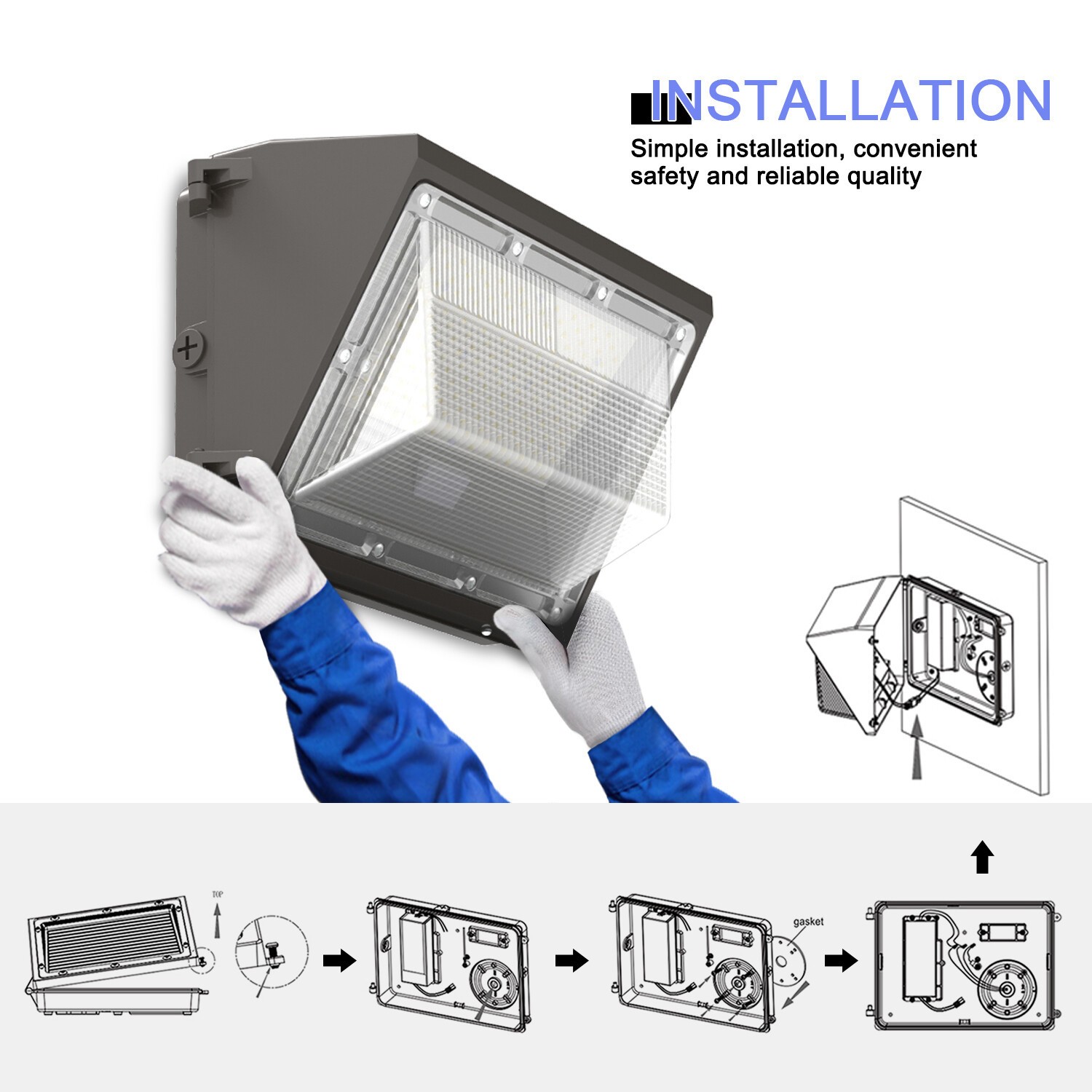 120W LED Wall Pack Light Commercial Industrial Outdoor Security Wall Light 5000K