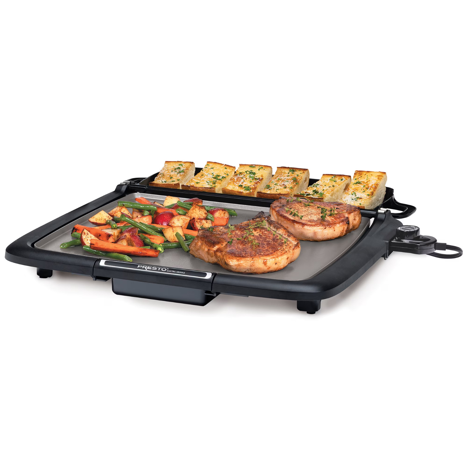 Presto Ceramic Electric Griddle/Warmer Plus, Black 07024, Dishwasher Safe Parts