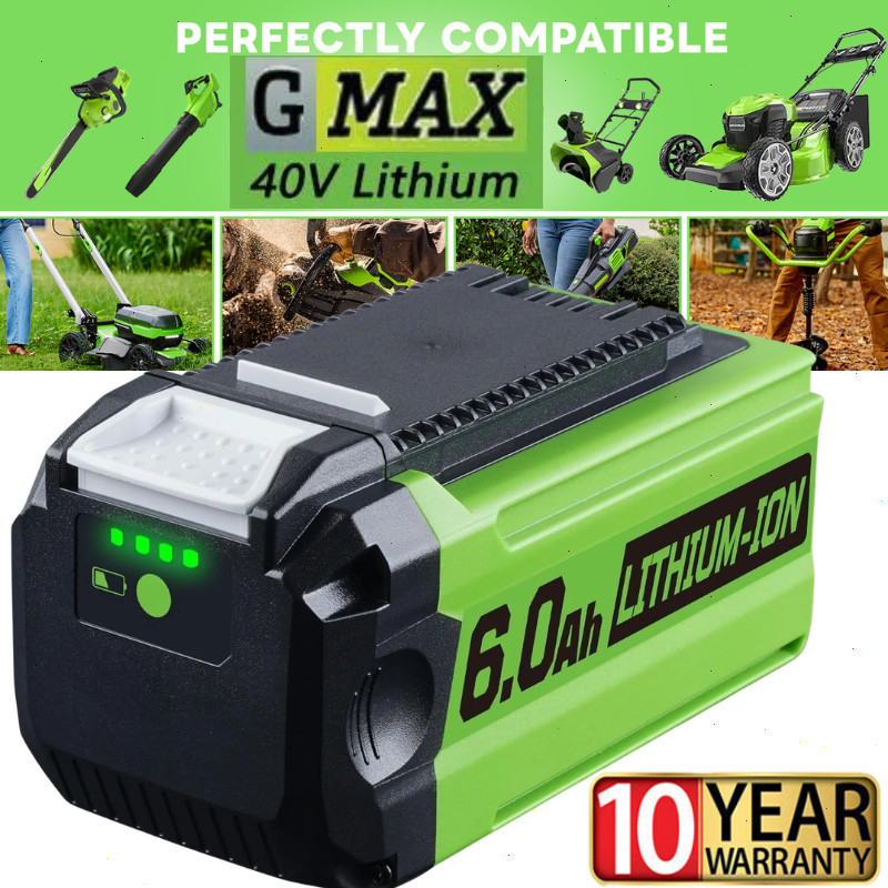 2Pack 40V 8.0Ah Battery / Charger For Greenworks 40 Volt Lithium Ion G-MAX 29482