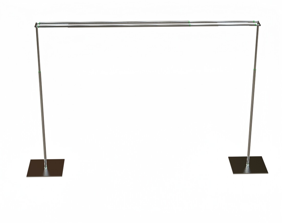 DOUBLE CROSS BAR ADJUSTABLE QUICK BACKDROP KIT 10 FT x 10 FT PIPE WITHOUT DRAPE
