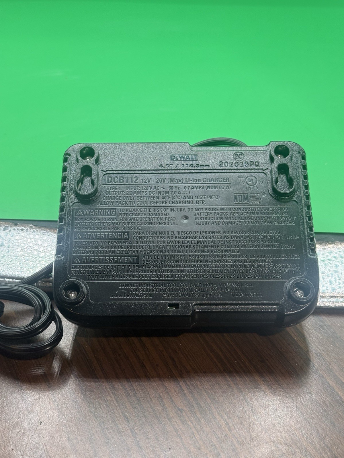Genuine Dewalt DCB112 12V-20V Li-Ion Battery Charger DCB101 DCB105 DCB107 DCB115
