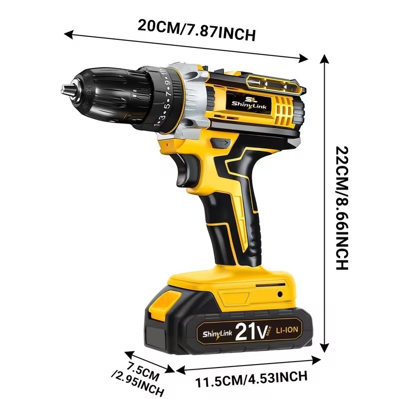 21V Cordless Drill Set 136pcs Electric Drill Driver Tool Kit 2 Batteries w/ Box