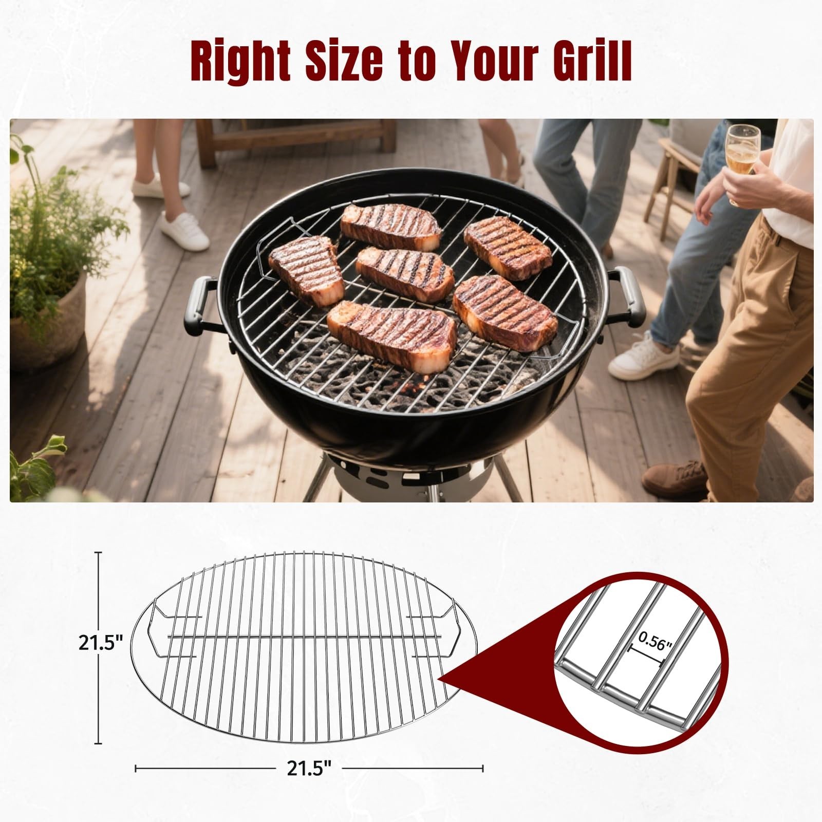 For Weber 22″ Charcoal BBQ Grill Cooking Grate Plated Steel 21.5″ Grill Grate US