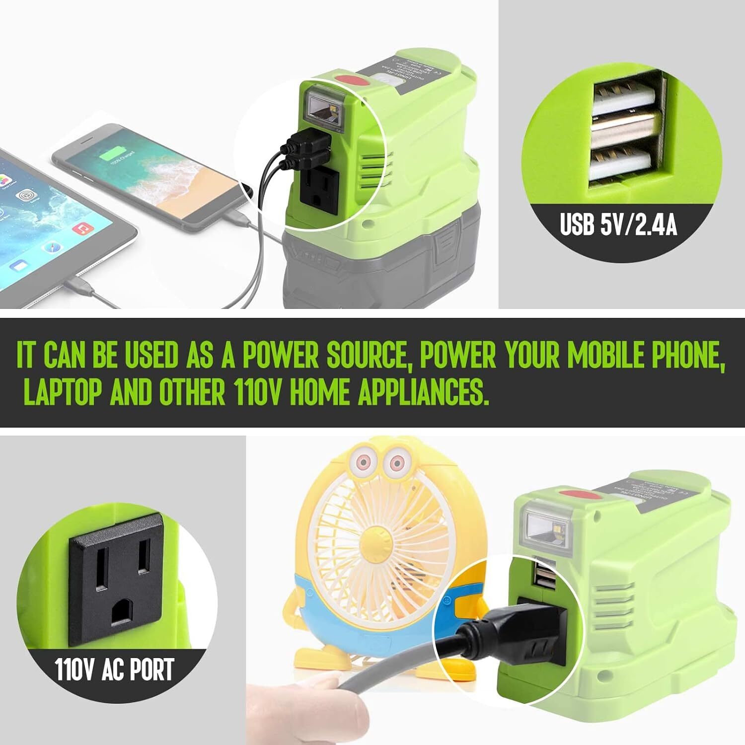 150W Power Inverter Generator for Ryobi 18V Battery DC To AC 110V Power Station
