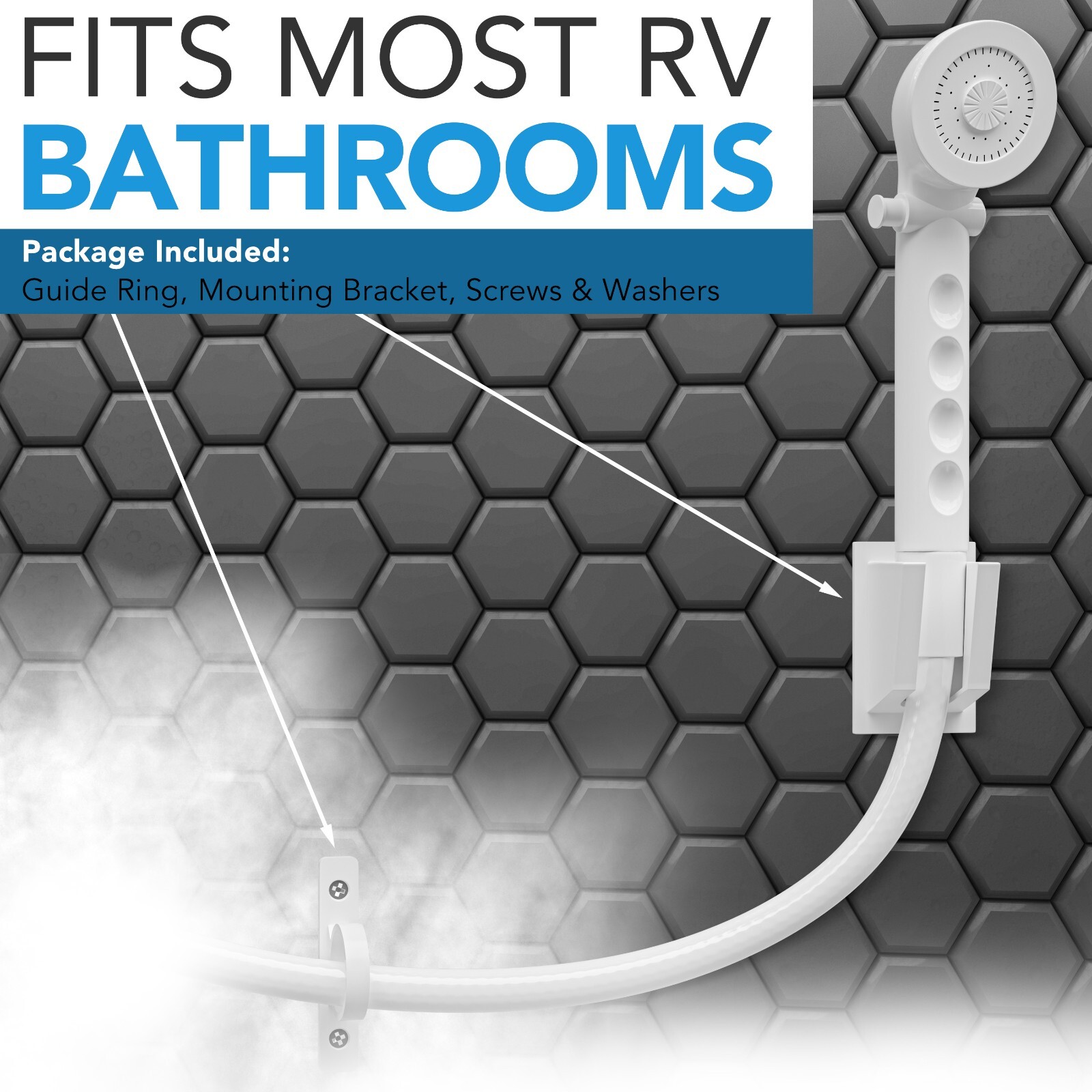 RV Shower Head with Hose – Non-Metallic Outdoor RV Shower Kits Replacement
