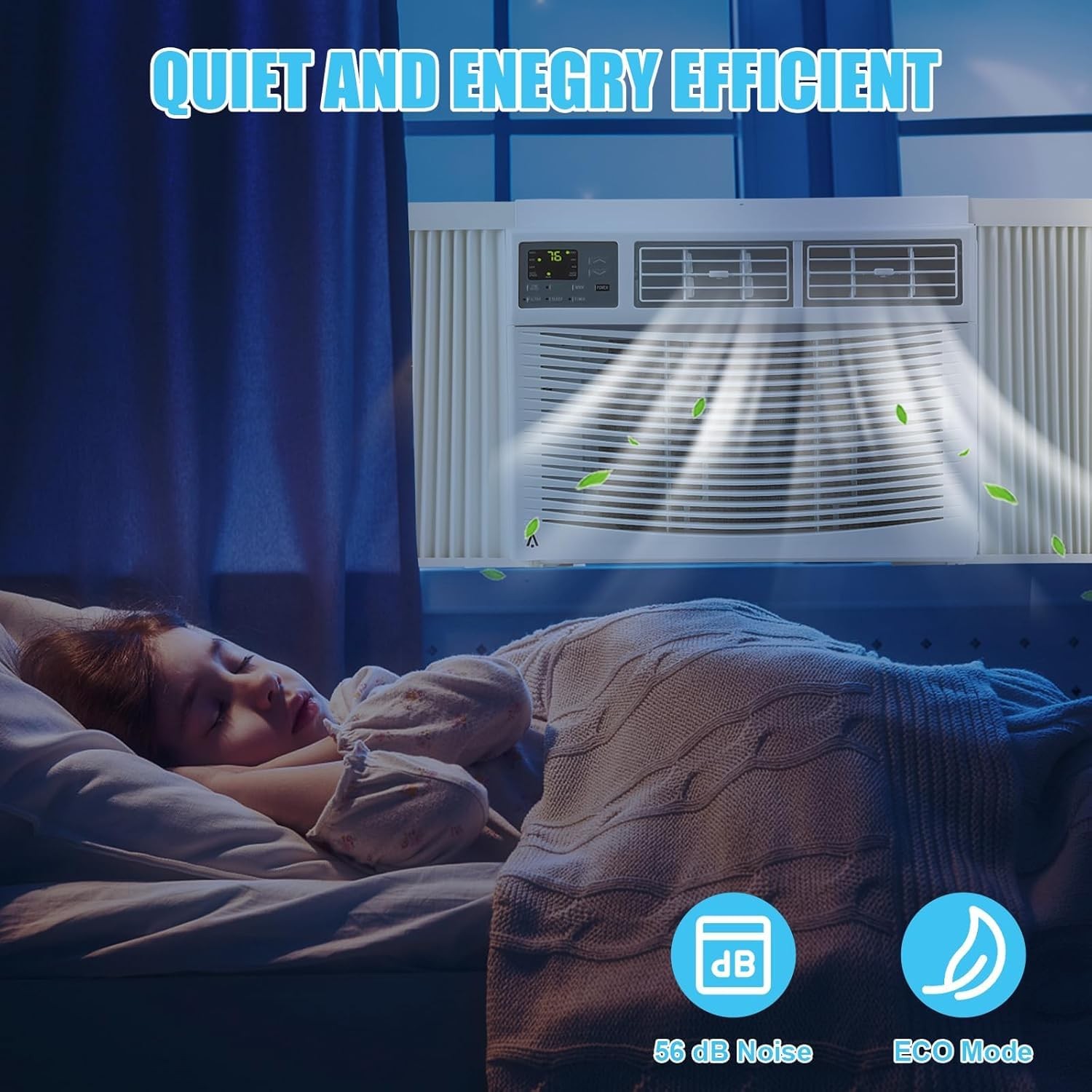 🔉🔵12000 BTU Window Air Conditioner 3-in-1 Cooling Fan & Dehumidifier WiFi & Re