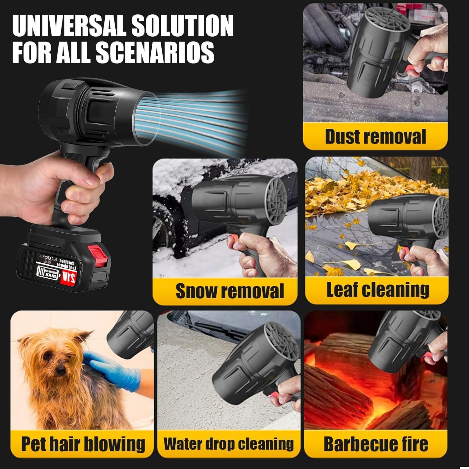 Cordless Leaf Blower 21V with 2 x 4.0Ah Batteries Turbo 600,000 RPM