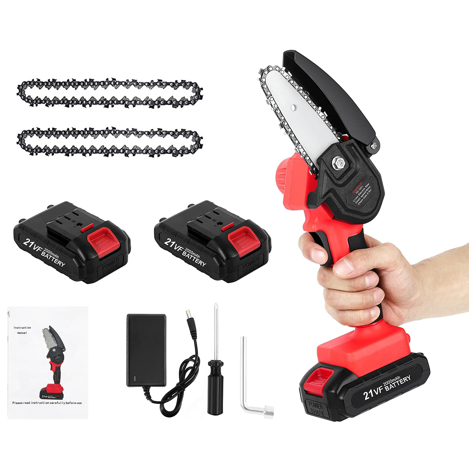 New Mini Chainsaw Electric Wood Cutter Cordless Chain Saw with battery & 2 Chain