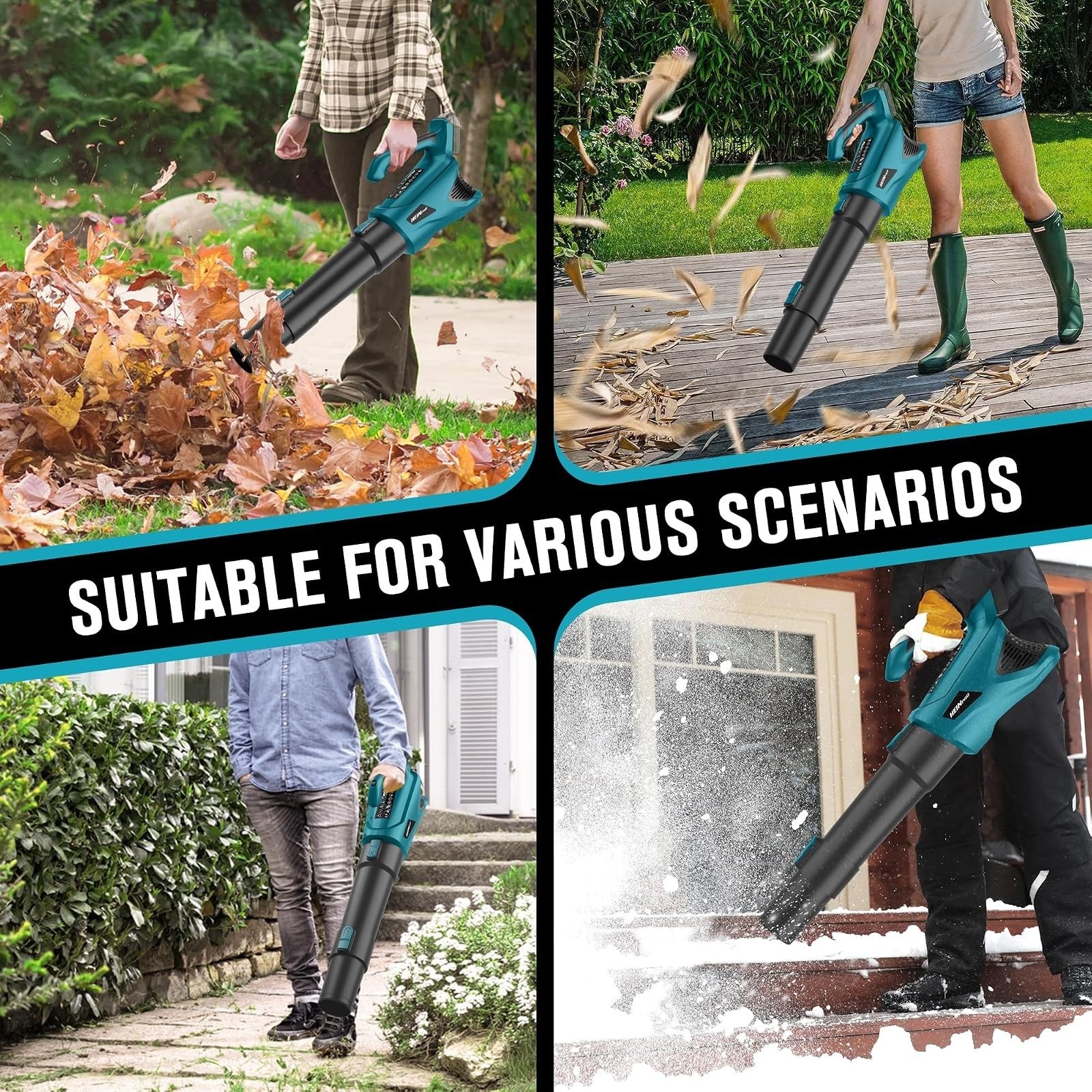HEINPRO Cordless Leaf Blower 500CFM 150MPH 18V Battery Compatible