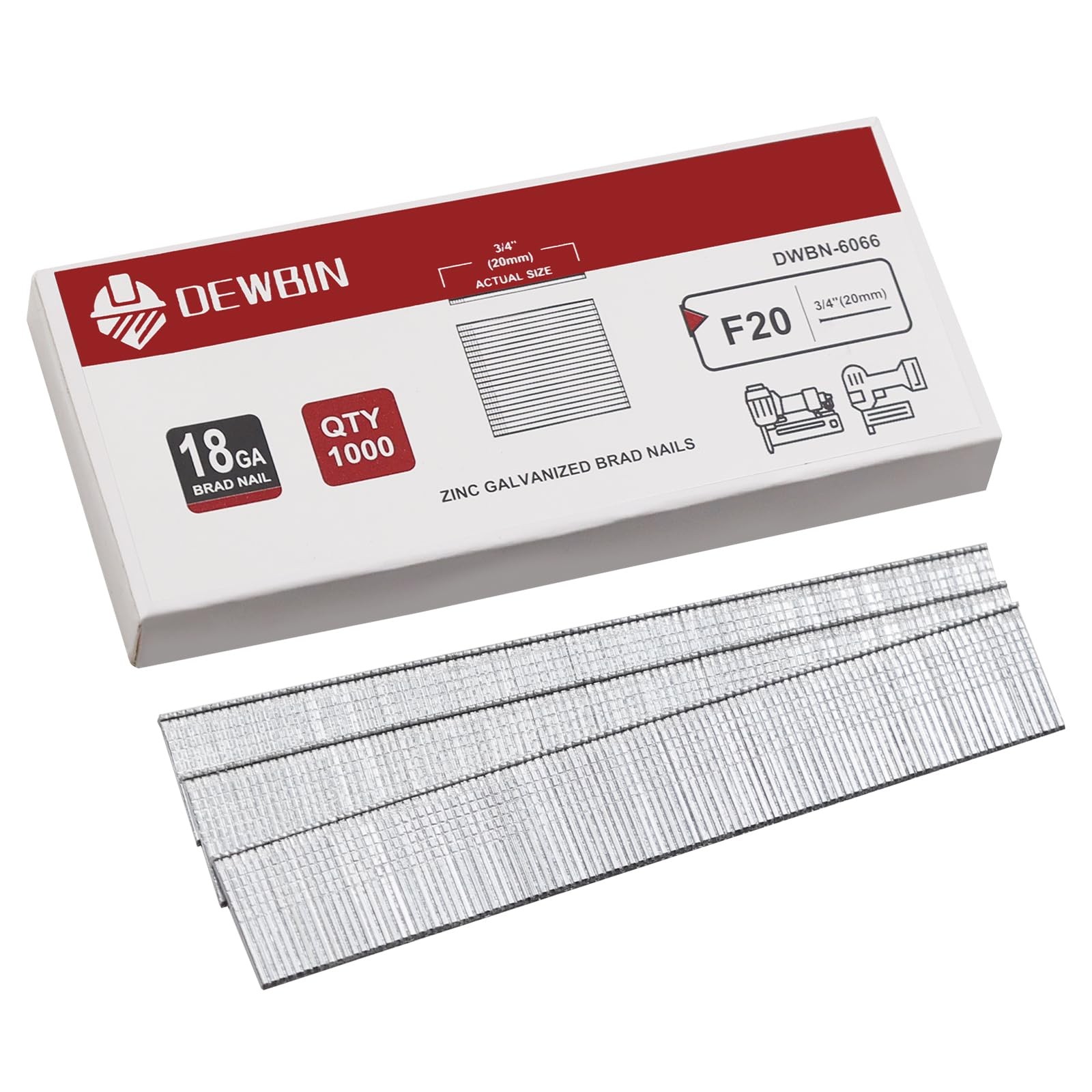 18 Gauge 3/4-inch Galvanized Brad Nails, 1000 Count, Silver