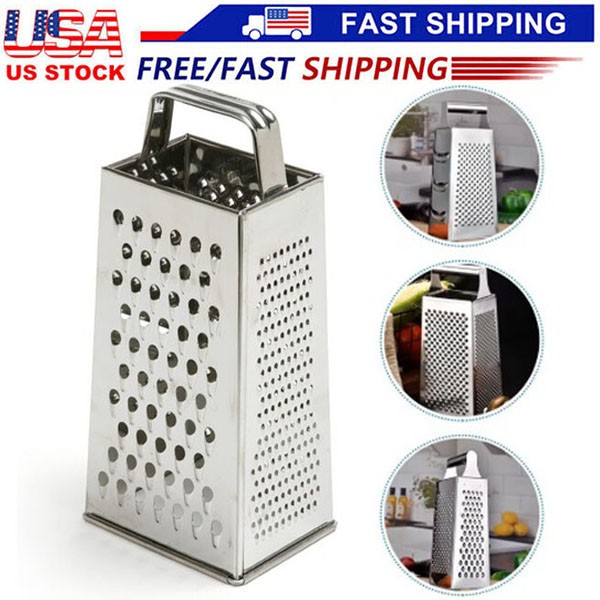 Kitchen Stainless Steel 4-Sided Box Food Grater Vegetable Cheese Slicer Shredder