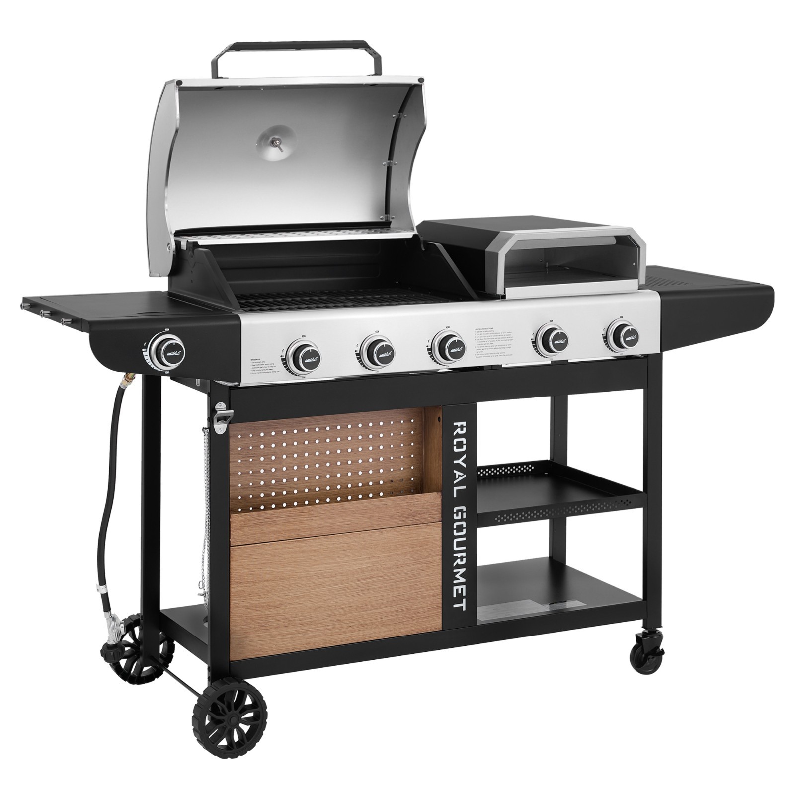 Royal Gourmet Premium Gas Grill and Pizza Oven Combo, with Side Burner