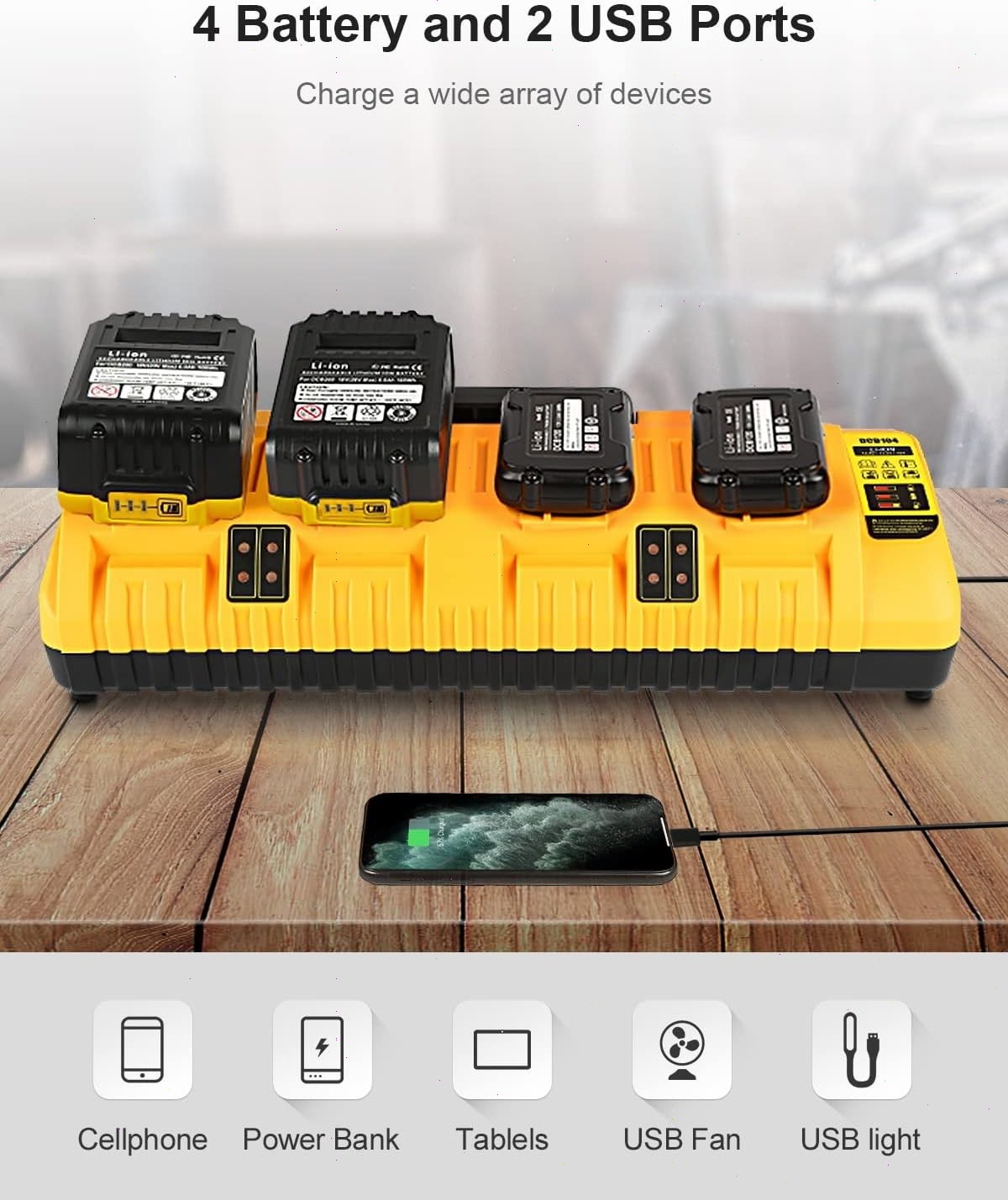 2Pack 12.0Ah For DeWalt 20V Max Lithium-Ion Battery AND Charger DCB206 DCB205