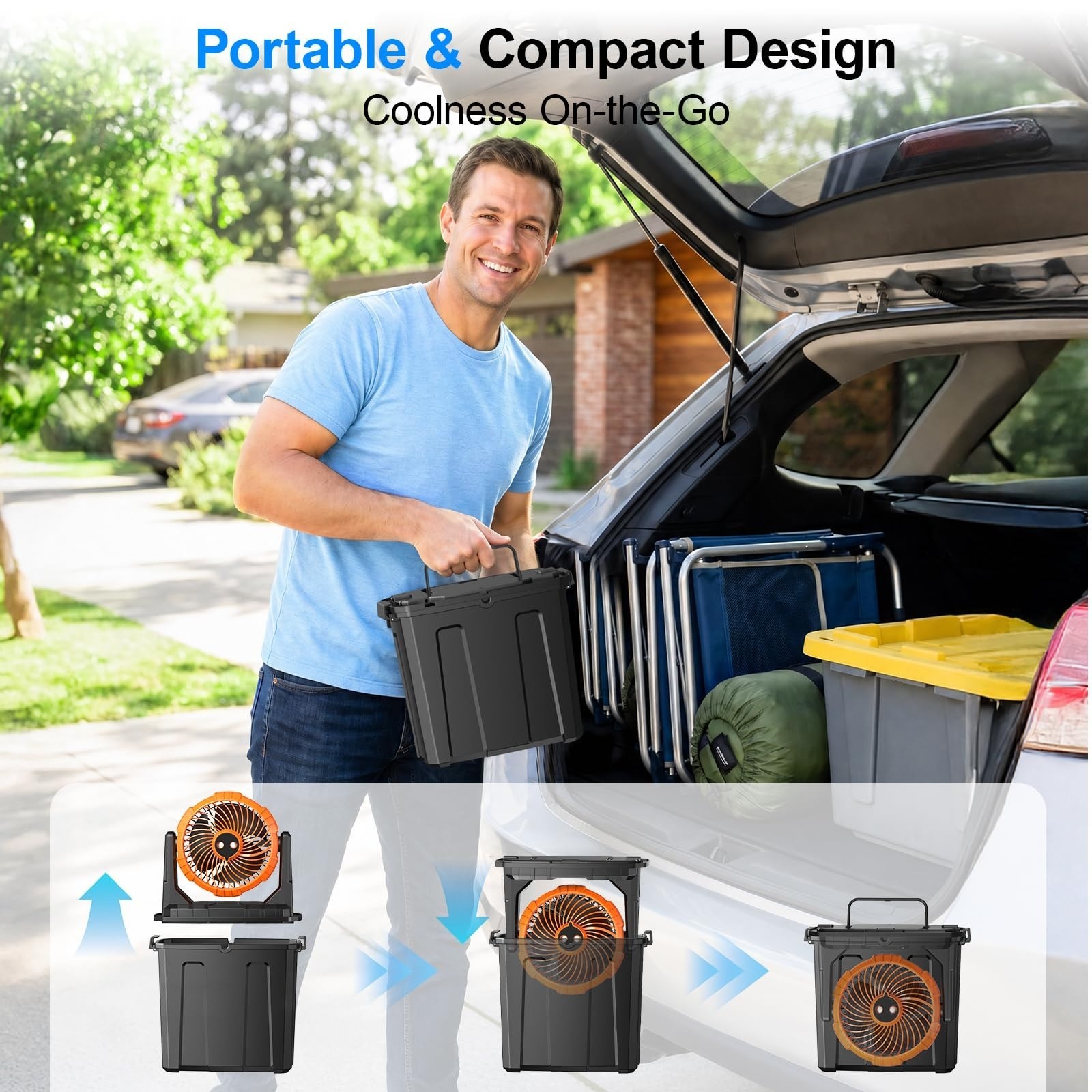 Ausic 1.35 Gal Portable Misting Fan, Outdoor Fans for Patios, [Max 30H] Recharge