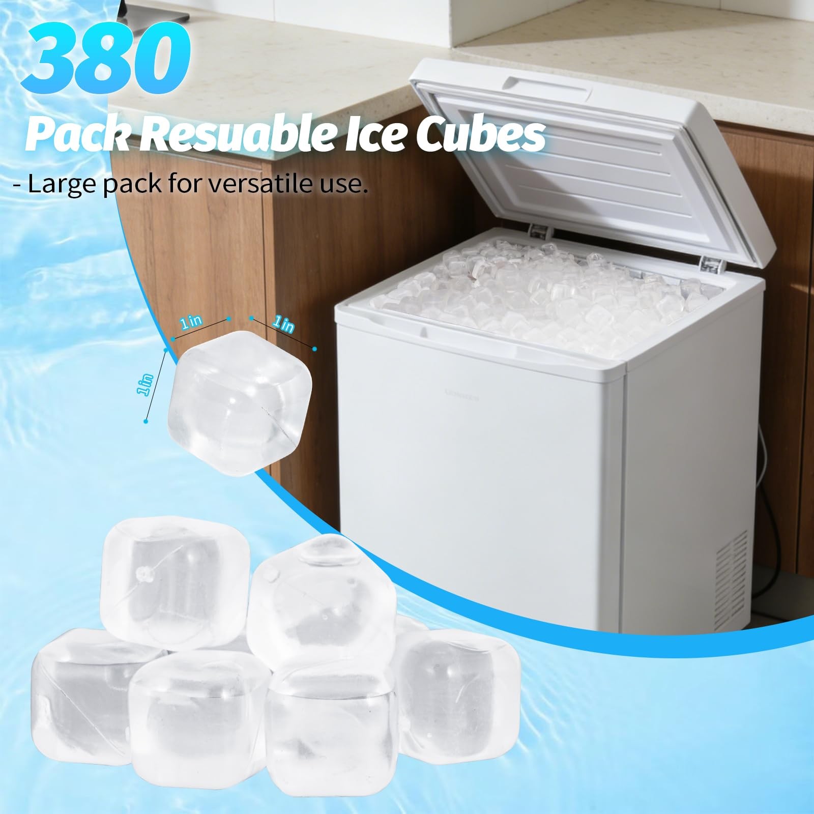 380 Pack Reusable Ice Cube for Drinks – Refreezable Plastic Ice Cubes Without…