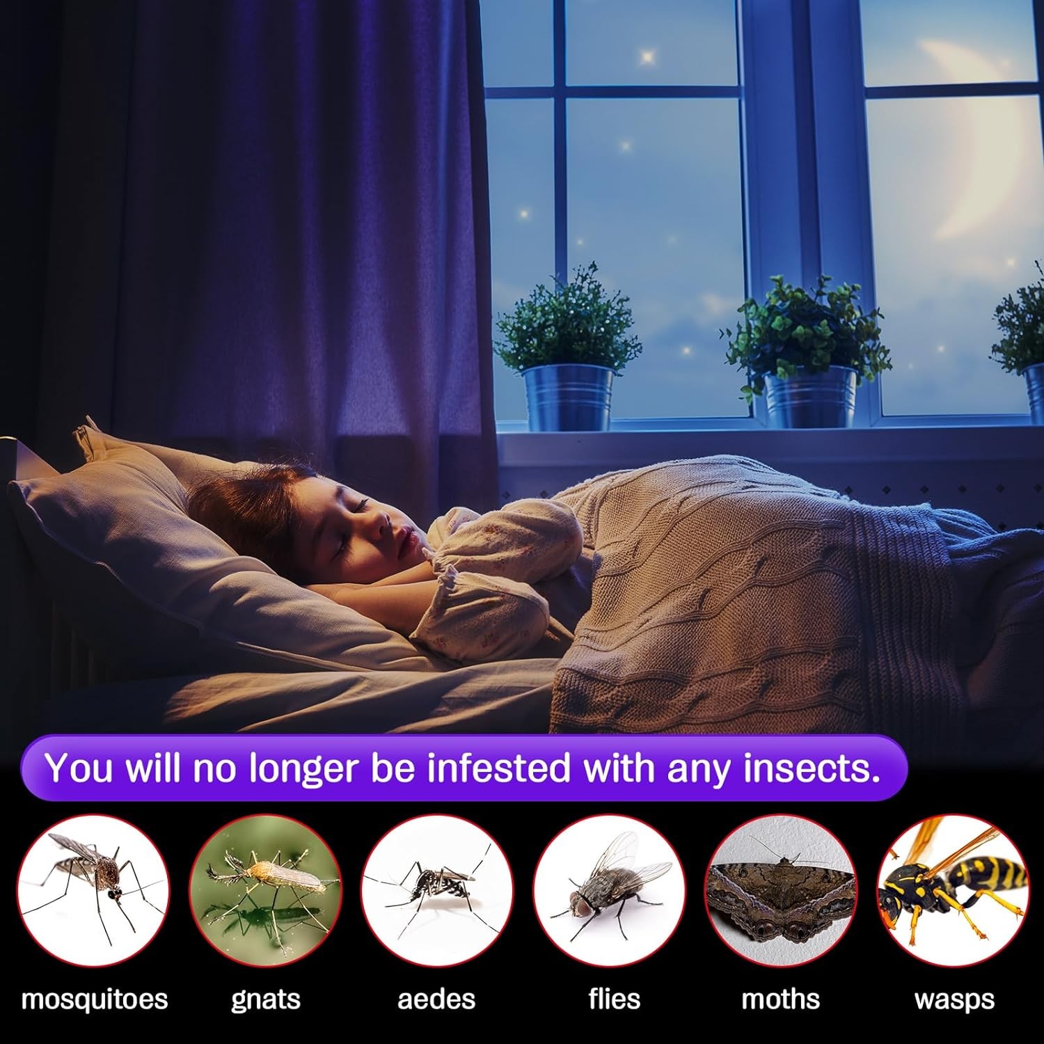 2 Pack Mosquito Fly Bug Insect Zapper Killer Indoor Outdoor Electronic Trap Lamp