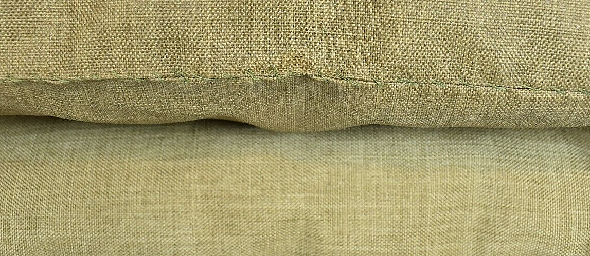 HANDCRAFTED Square Olive Green, Shiny Canvas Decorative Pillows (Set of 2)
