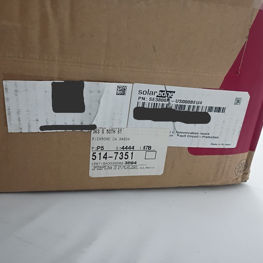 SolarEdge 3.8kW Inverter SE3800H-US000BEU4- Used – With Manufacture Warranty