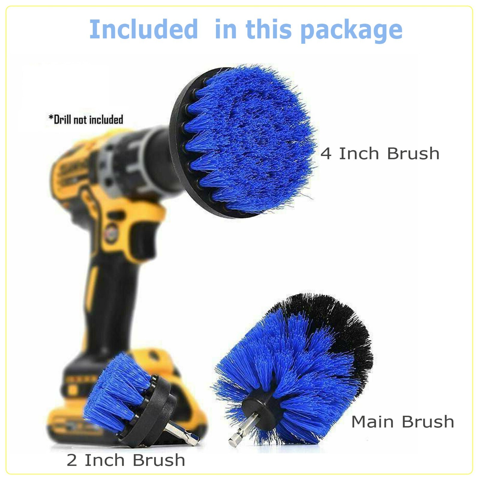 Drill Brushes Set 3Pcs Tile Grout Power Scrubber Cleaner Spin Tub Shower Wall