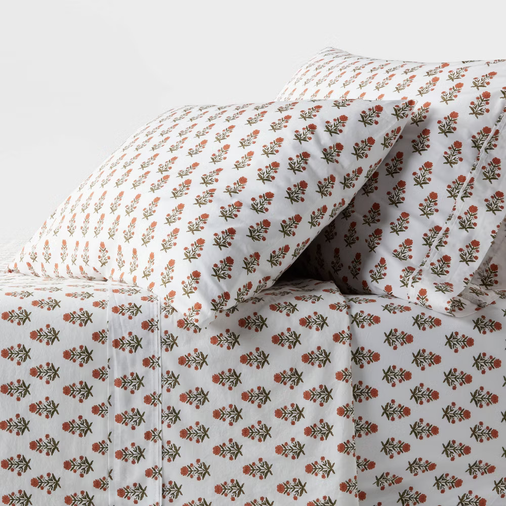 Threshold 250 Thread Count Organic Cotton Percale 4-Piece Sheet Set