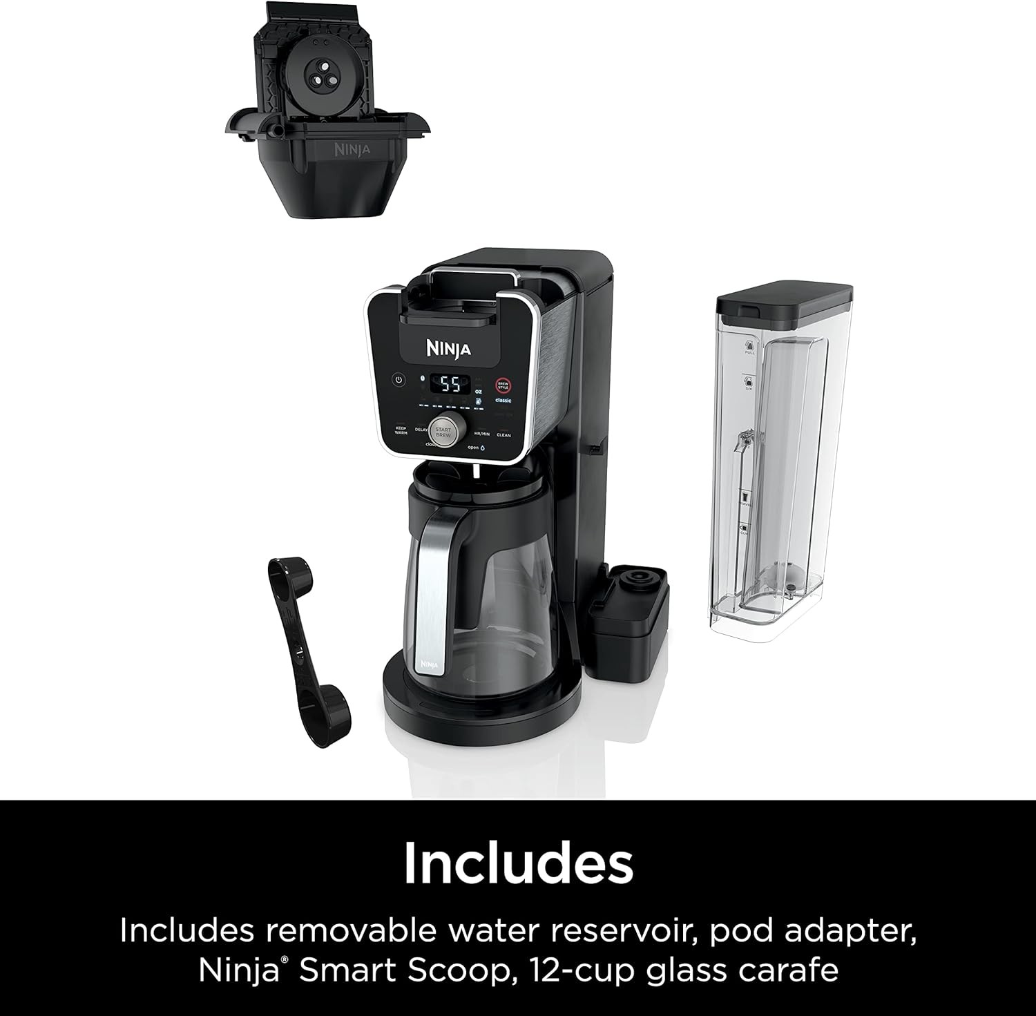 Ninja CFP201 DualBrew System | 12-Cup Coffee Maker | 3 Brew Styles 60-oz – Black