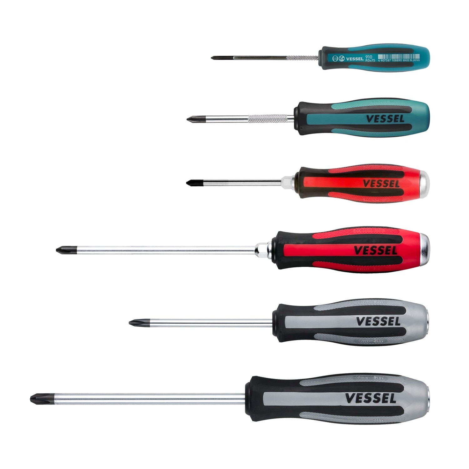 Vessel 6pc JIS Screwdriver Set MEGADORA IMPACTA 9806JSPB Like Phillips JAPAN