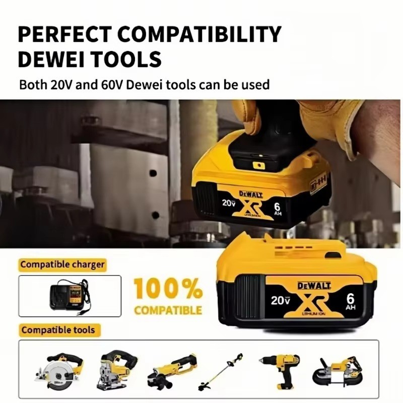 6Ah Replacement Battery Pack for DEWALT DCB206 20V MAX XR