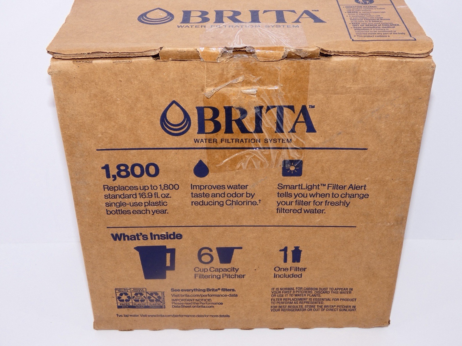 Brita Metro Pitcher Bright White 6 Cups Smart Light Indicator 62047 /AR