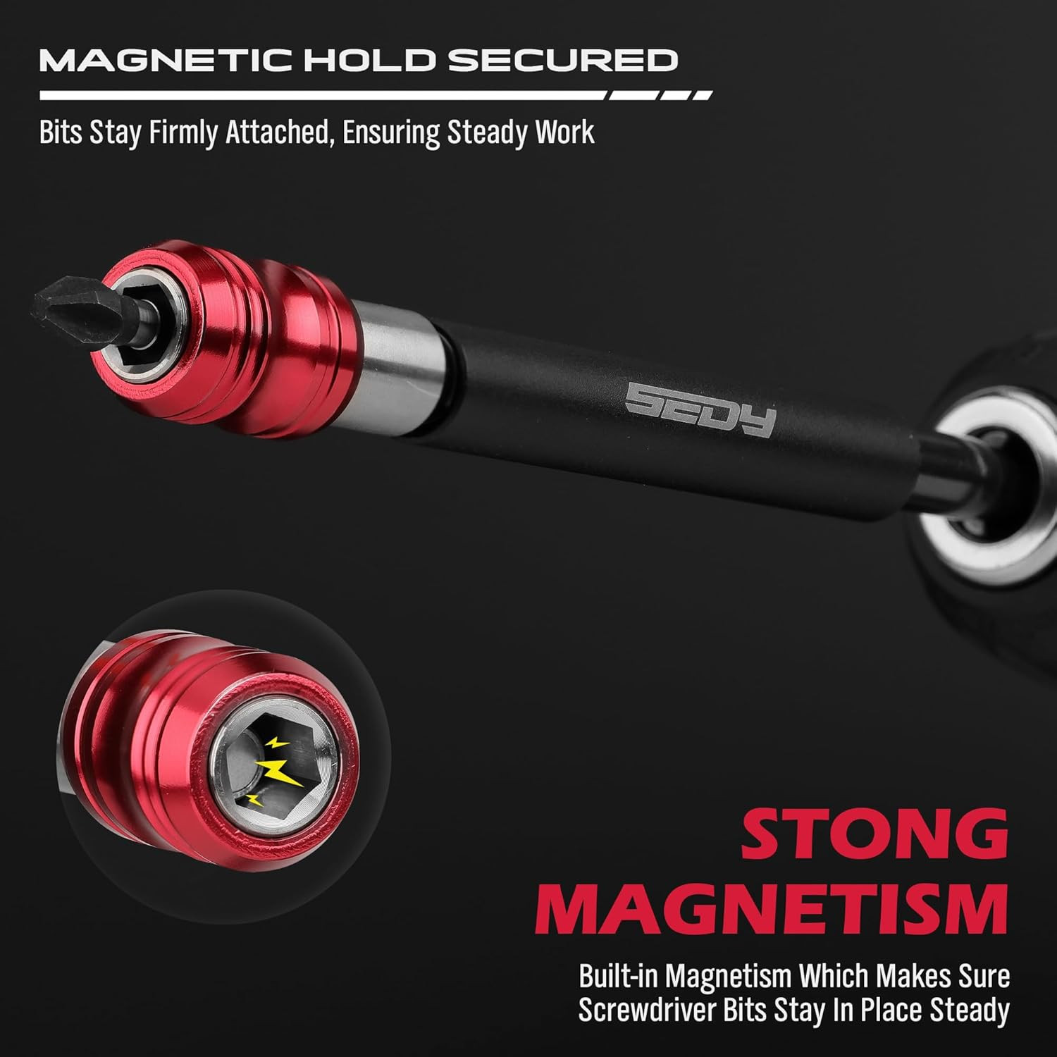 Magnetic Screwdriver Bit Holder Set: 2-Piece 1/4 Inch Hex Shank Quick Release Ex
