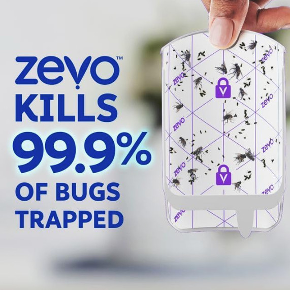 Zevo Plug-In Fly Trap 2 Plug-in Bases + 2 Cartridges Blue UV Light -VALUE 2 PACK