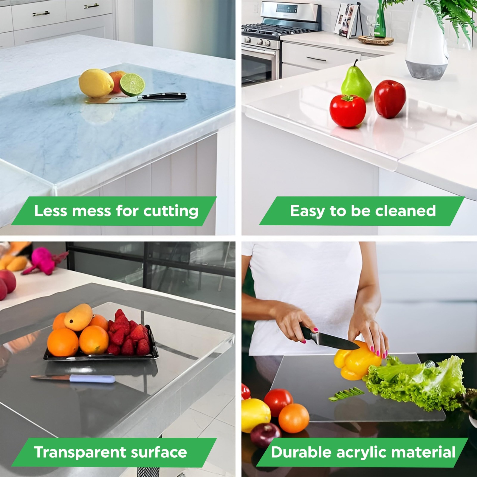 18×16 Acrylic Cutting Board with Counter Lip Cutting Board Kitchen Countertop