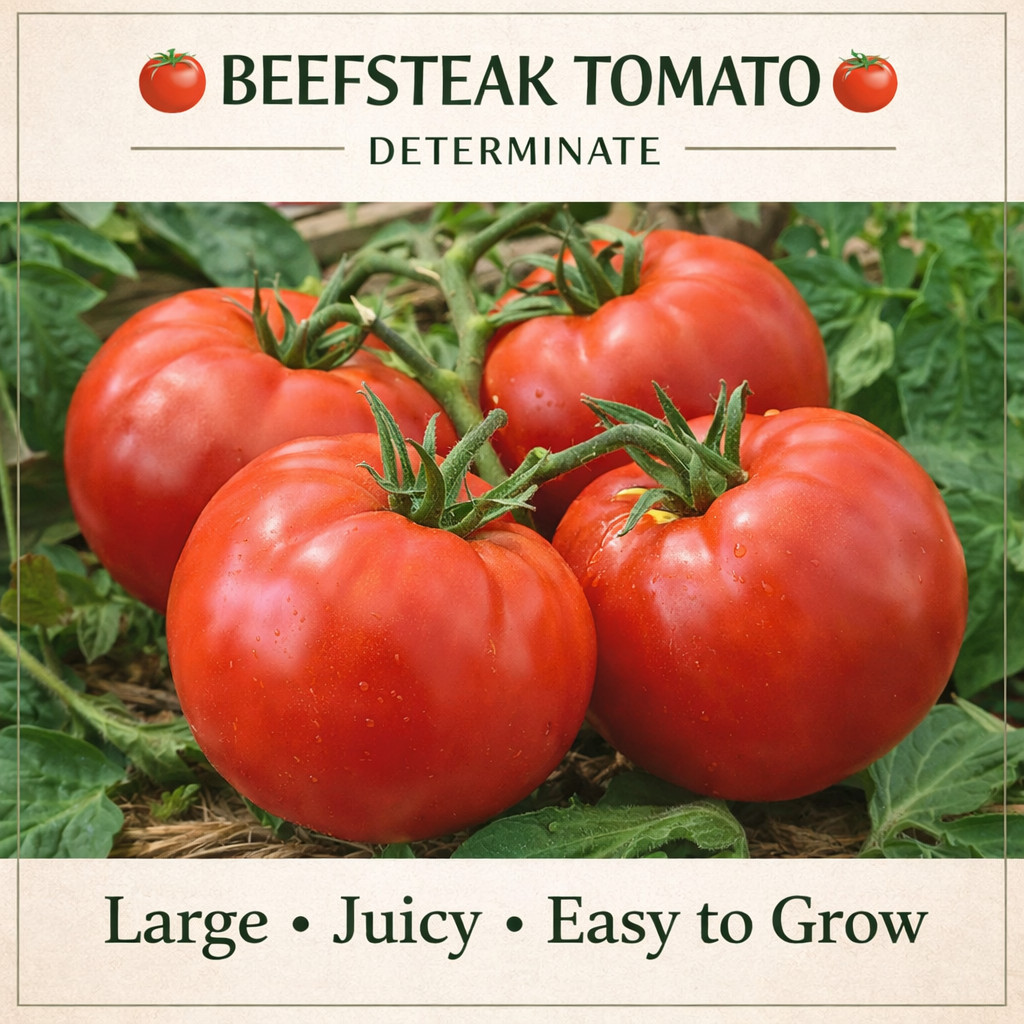 Beefsteak Tomato Seeds Determinate Heirloom Non GMO Large Red Slicing Tomato
