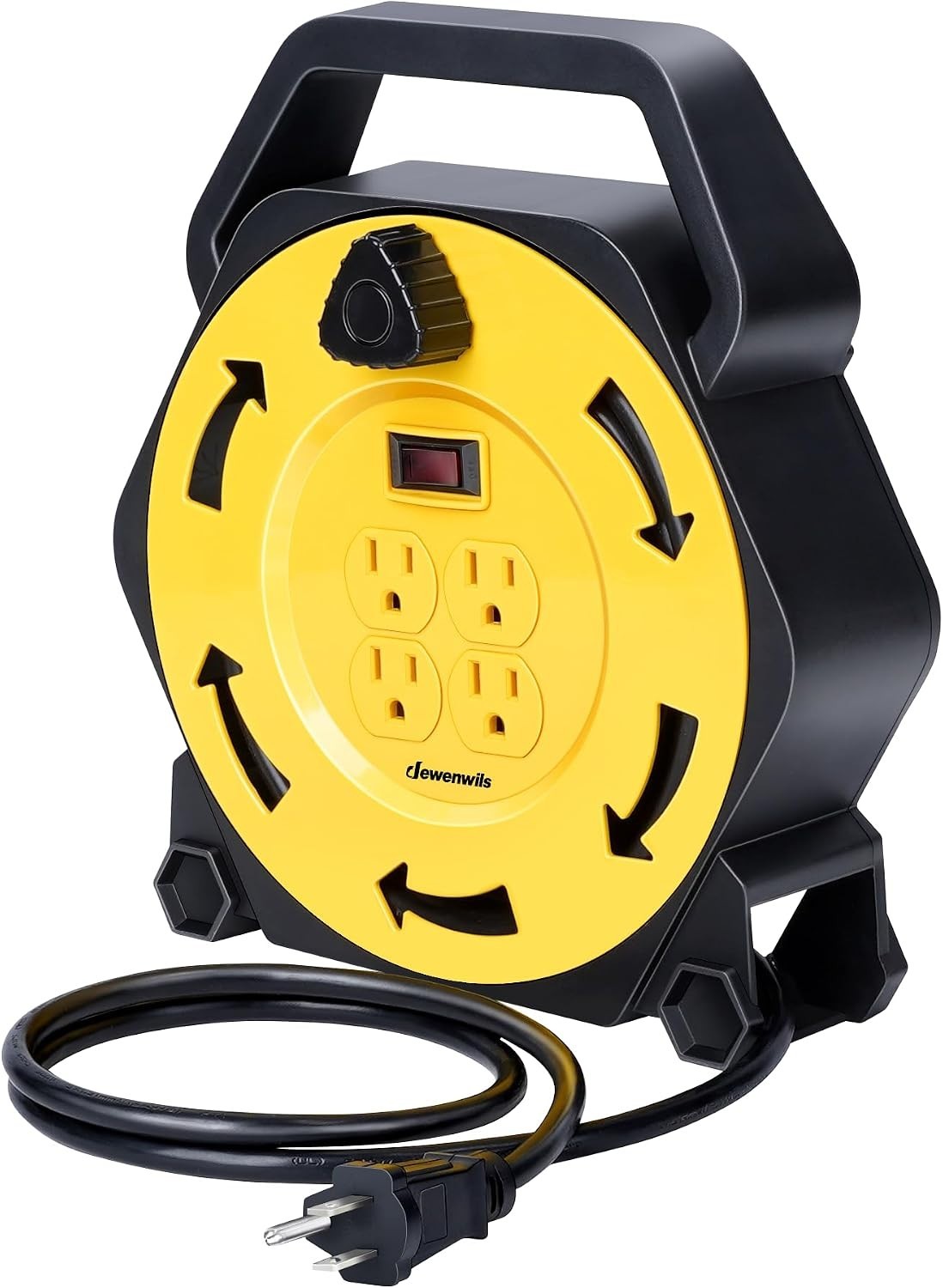 25FT Retractable Extension Cord Reel with 4 Grounded Outlets – Portable & Safe