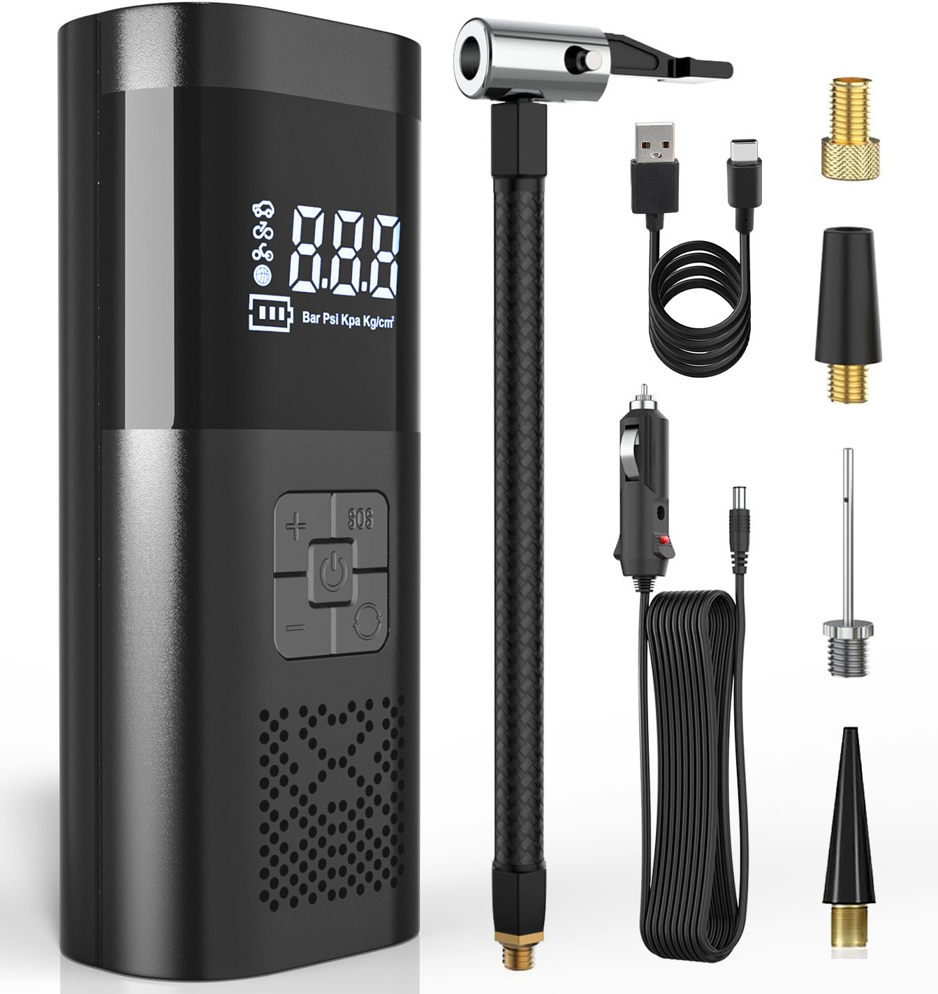 150 PSI Air Compressor Tire Inflator Fits Car Moto Bike Tires Air Pump Cordless