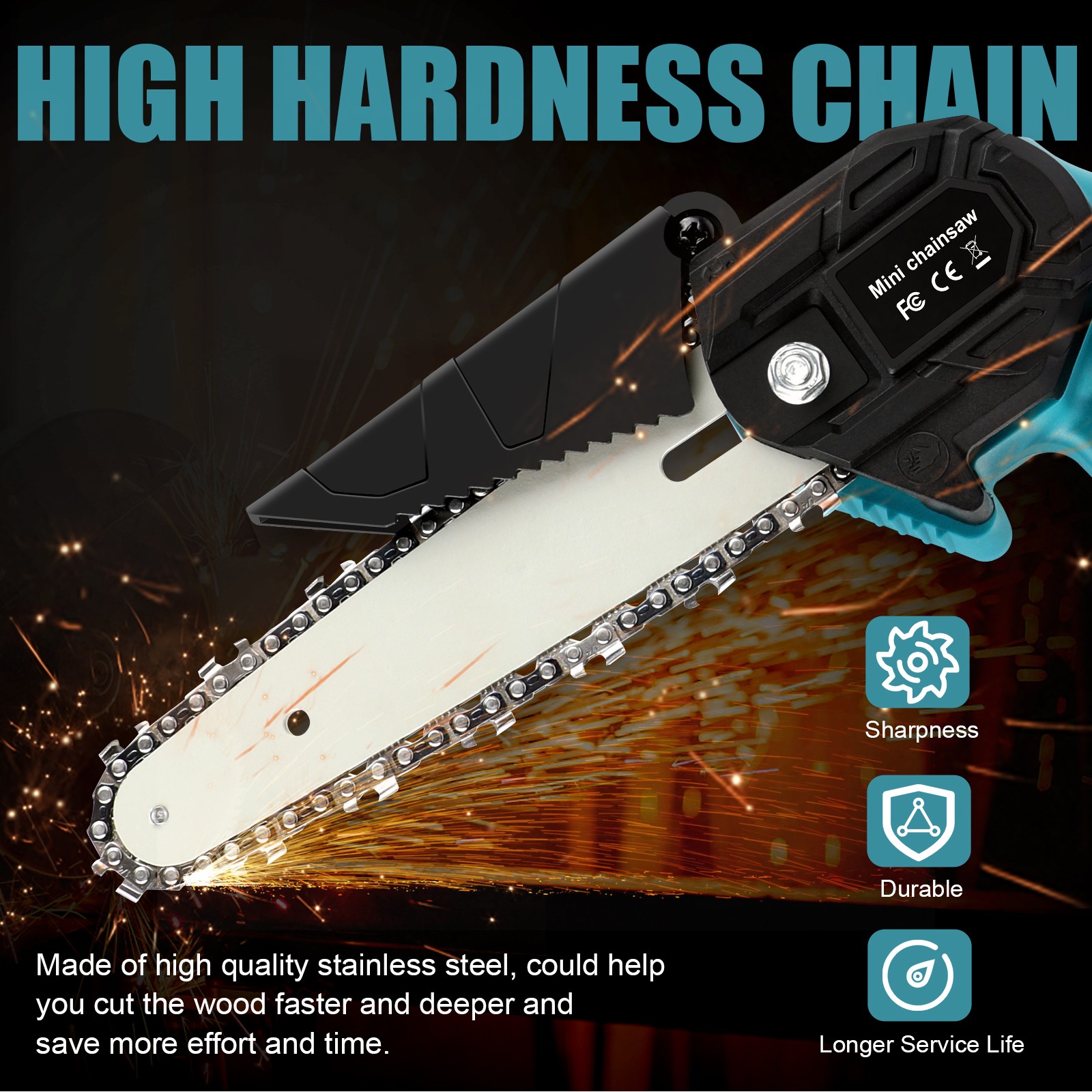 6″ Electric Mini Chainsaw Cordless Handheld Saw 2 Battery + 2 Chains for Makita